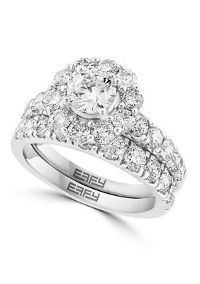 Effy 14K White Gold Lab Grown Diamond Ring (With 3/4 Ct. T.w. Center Size)