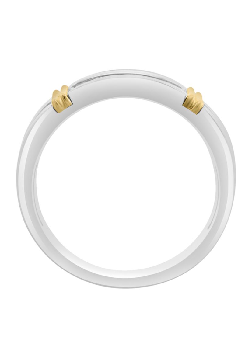 Sterling Silver/14K Gold Plated Lab Grown Diamond Ring 