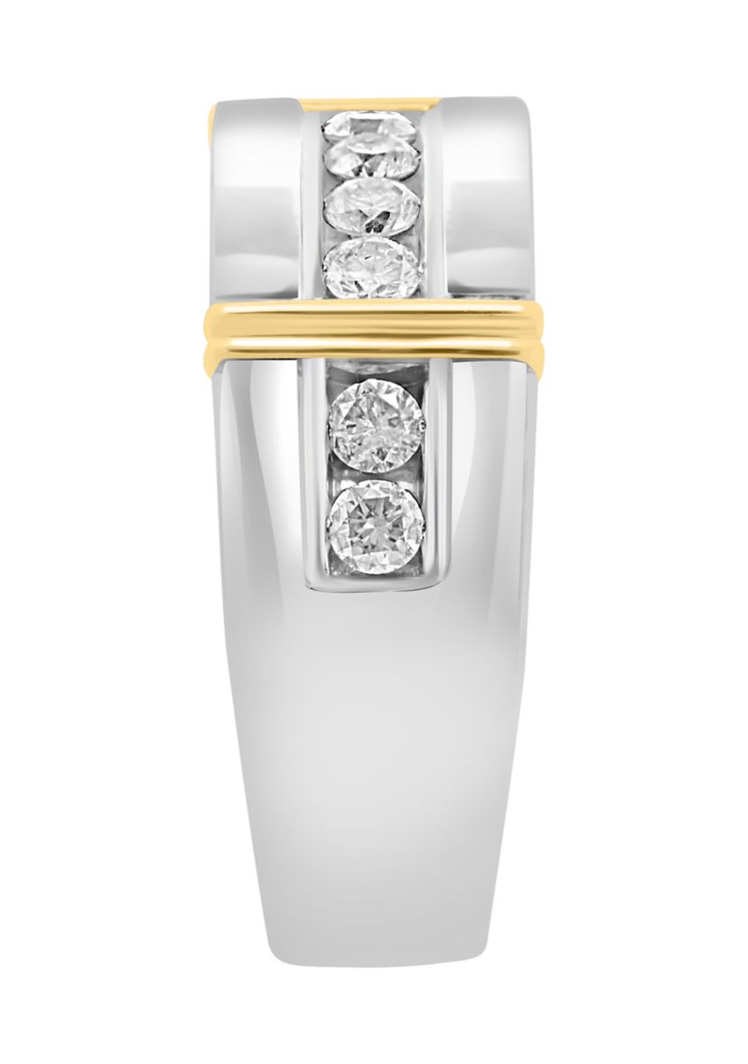 Sterling Silver/14K Gold Plated Lab Grown Diamond Ring 