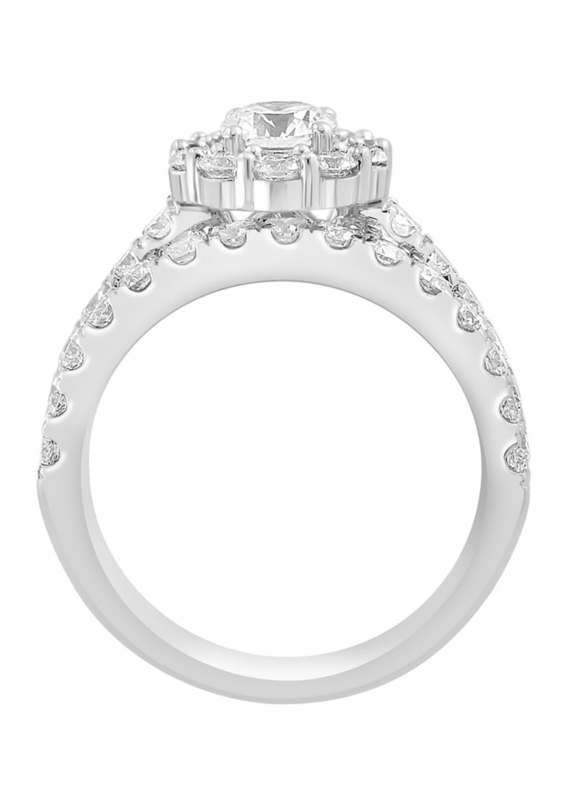 Lab Created Diamond Bridal Set Ring in 14K White Gold