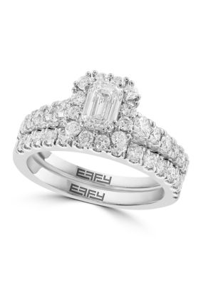 Effy 1.88 Ct. T.w. Lab Created Diamond Bridal Set Ring In 14K White Gold