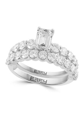Effy Lab Created Diamond Bridal Set Ring In 14K White Gold