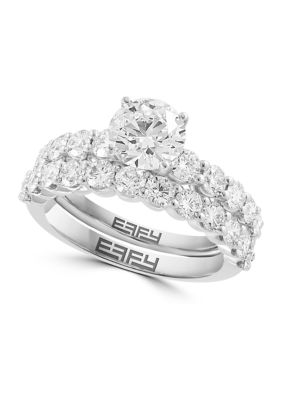 Effy Lab Created Diamond Brial Set Ring In 14K White Gold
