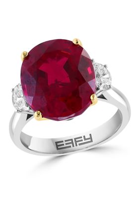 Effy Lab Created Diamond and Ruby Ring in 14K Two Tone Gold -  5400452WA0HN68H25