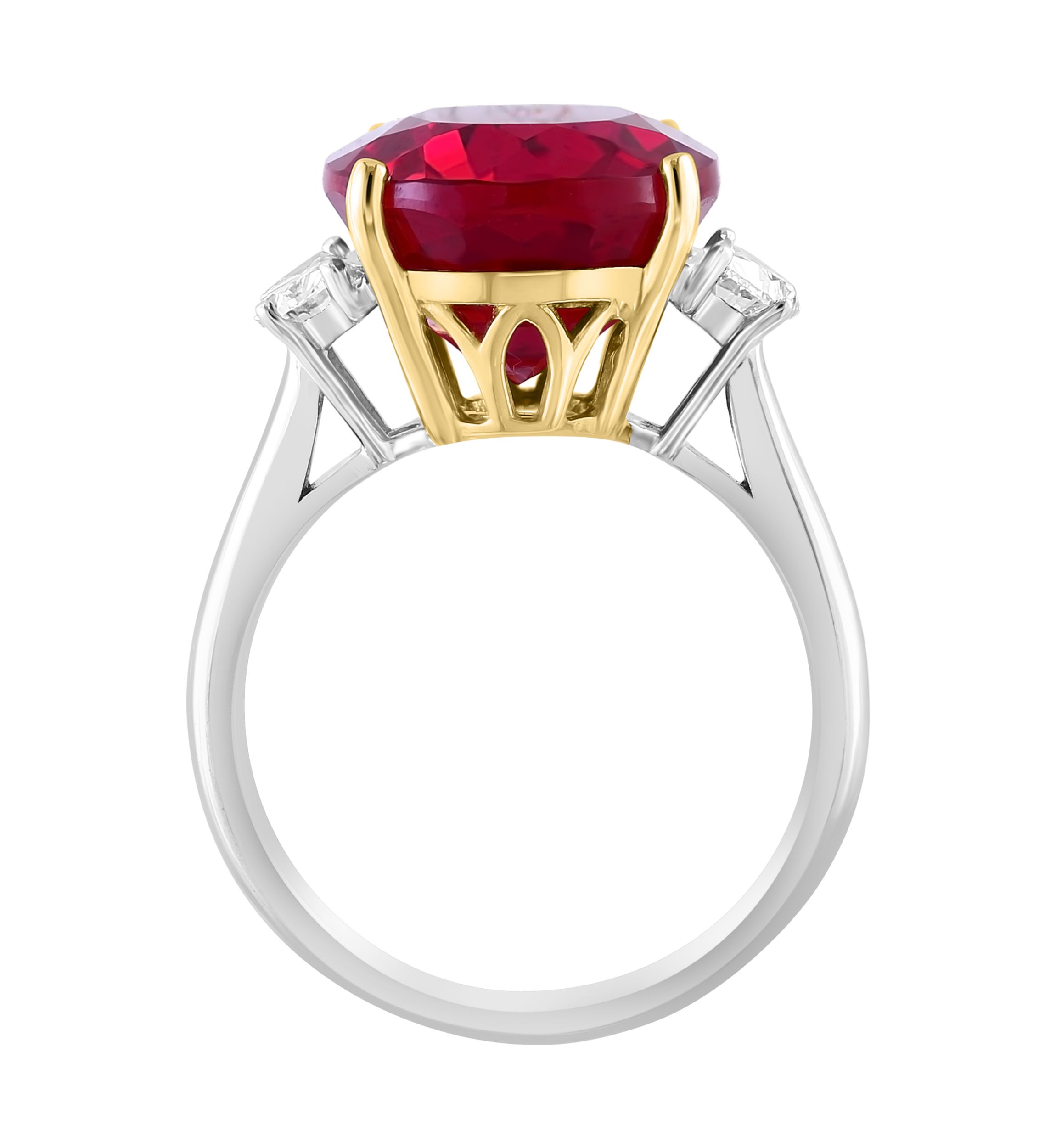 Lab Created Diamond and Ruby Ring in 14K Two Tone Gold