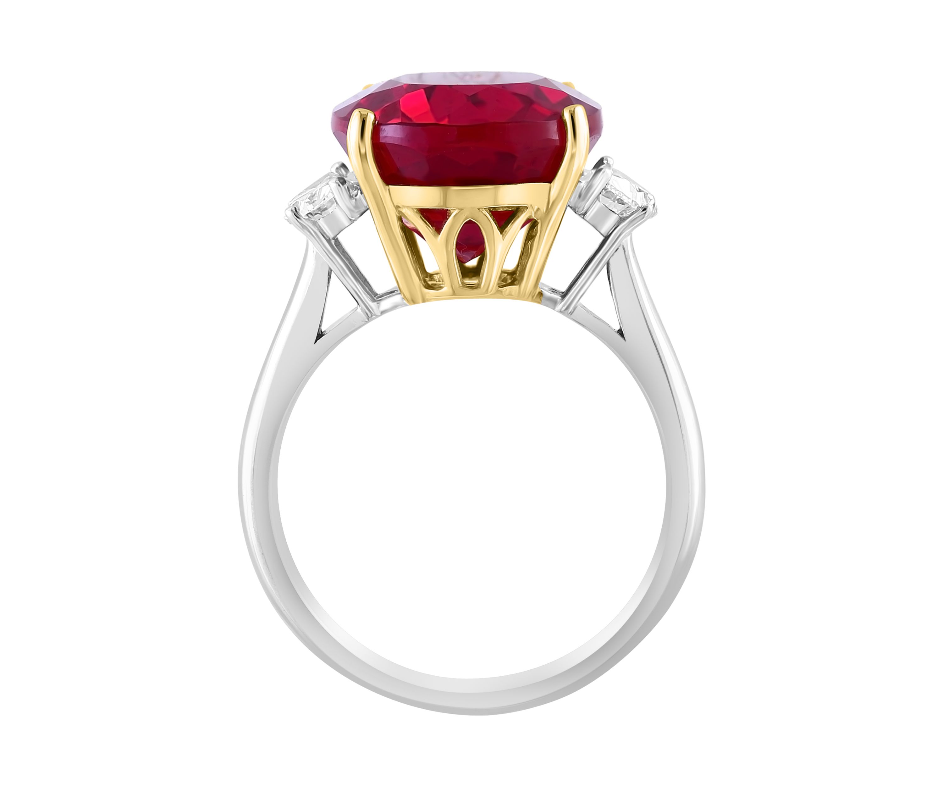 Lab Created Diamond and Ruby Ring in 14K Two Tone Gold