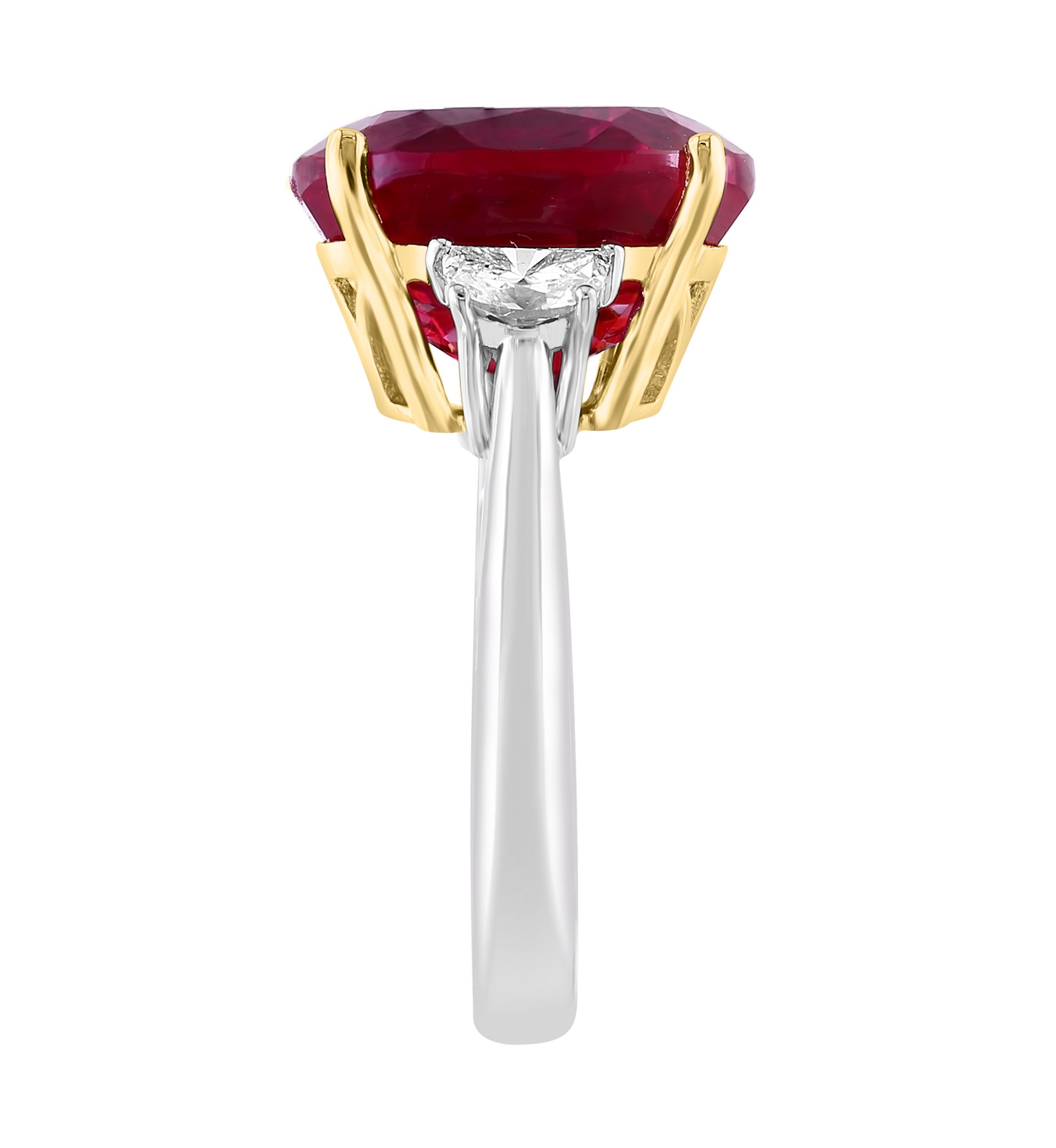 Lab Created Diamond and Ruby Ring in 14K Two Tone Gold