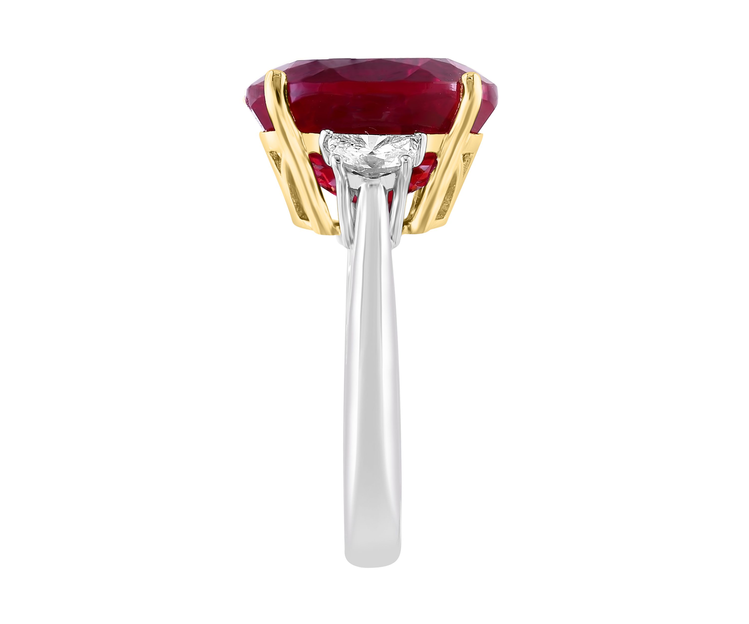 Lab Created Diamond and Ruby Ring in 14K Two Tone Gold