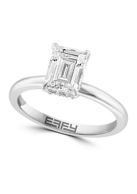 Effy 1.63 Ct. T.w. Lab Created Diamond Emerald Cut Solitaire Ring With 1.5 Ct. T.w. Center, White, 7 -  0191120861463