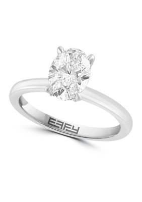 Effy 1.58 Ct. T.w. Lab Created Diamond Oval Solitaire Ring In 14K White Gold With 1.5 Ct. T.w. Center