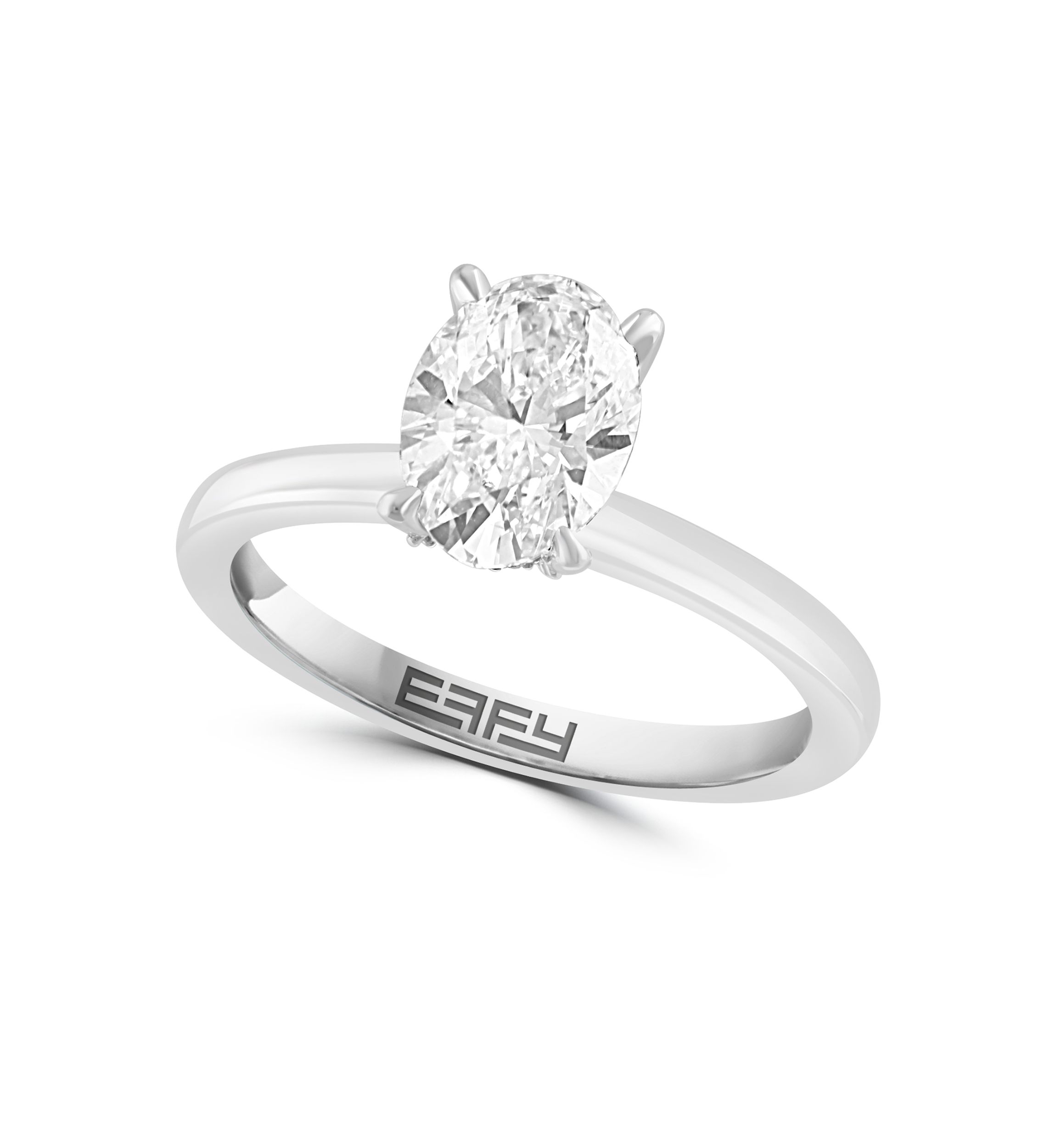 1.58 ct. t.w. Lab Created Diamond Oval Solitaire Ring in 14K White Gold with 1.5 ct. t.w. Center