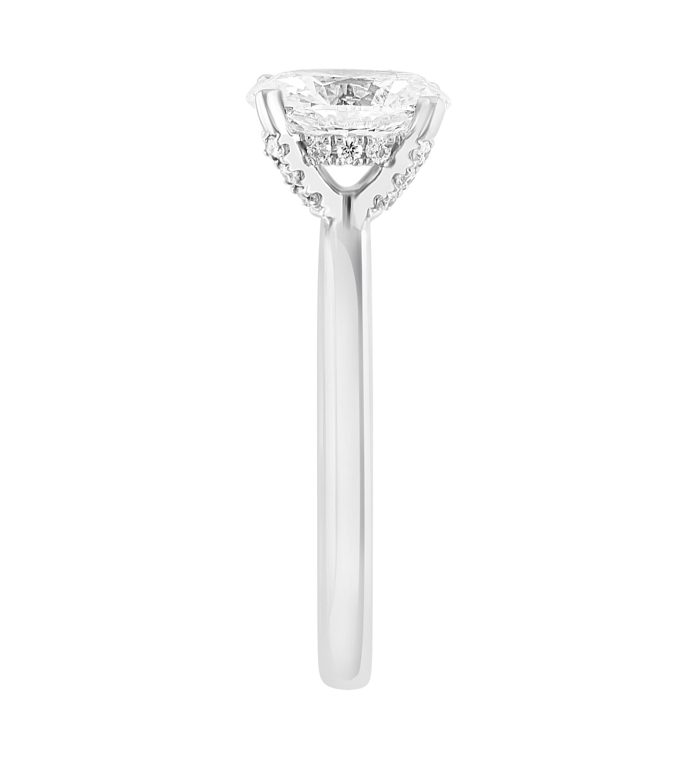 1.58 ct. t.w. Lab Created Diamond Oval Solitaire Ring in 14K White Gold with 1.5 ct. t.w. Center