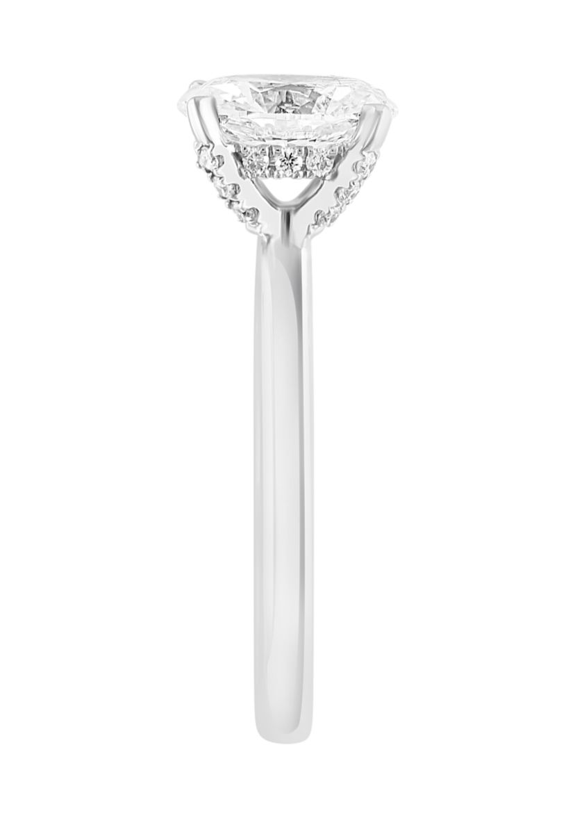 1.58 ct. t.w. Lab Created Diamond Oval Solitaire Ring in 14K White Gold with 1.5 ct. t.w. Center