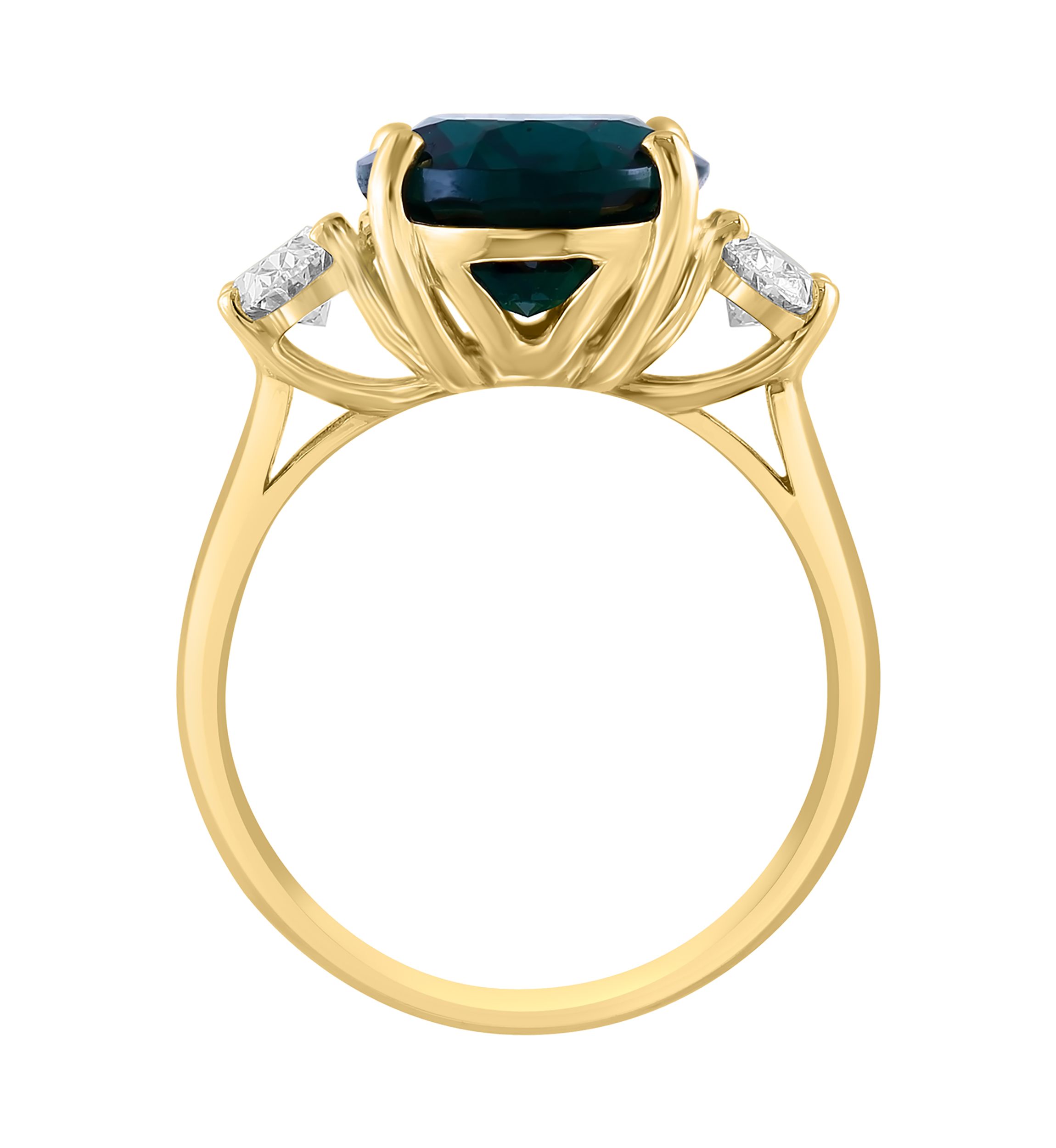 Lab Created Diamond and Emerald Ring in 14K Yellow Gold