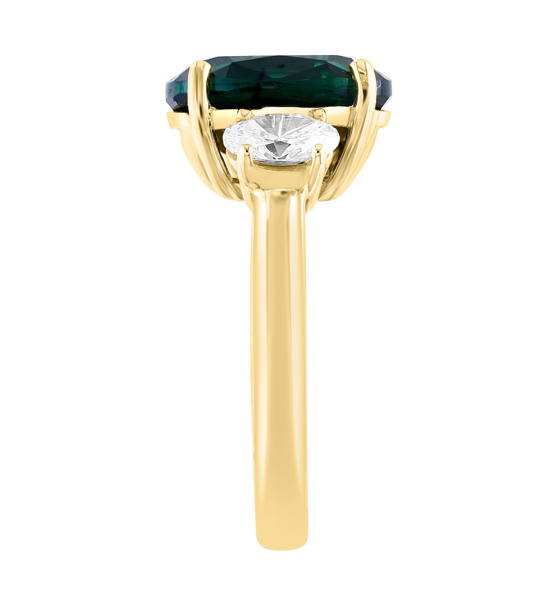 Lab Created Diamond and Emerald Ring in 14K Yellow Gold
