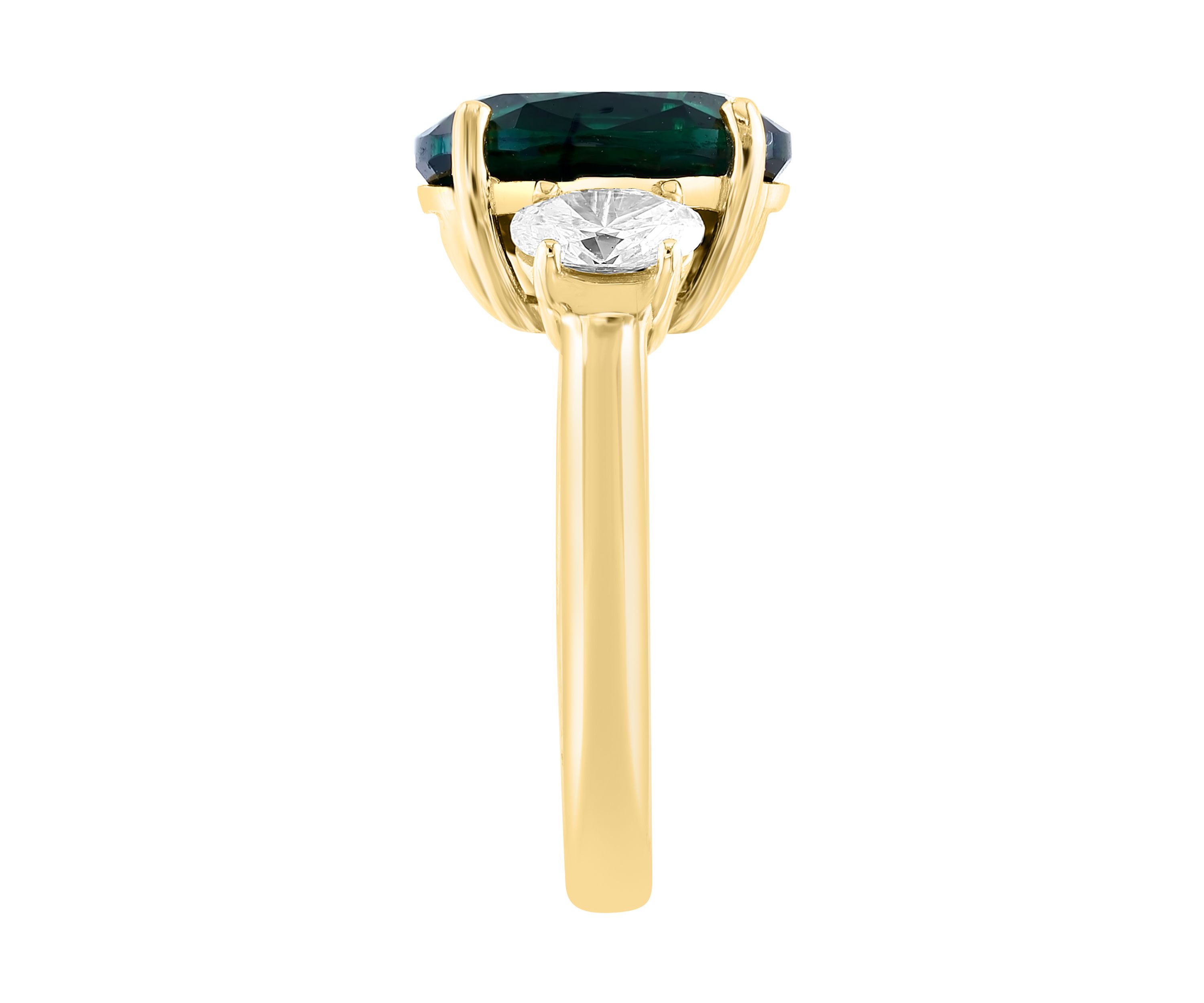 Lab Created Diamond and Emerald Ring in 14K Yellow Gold