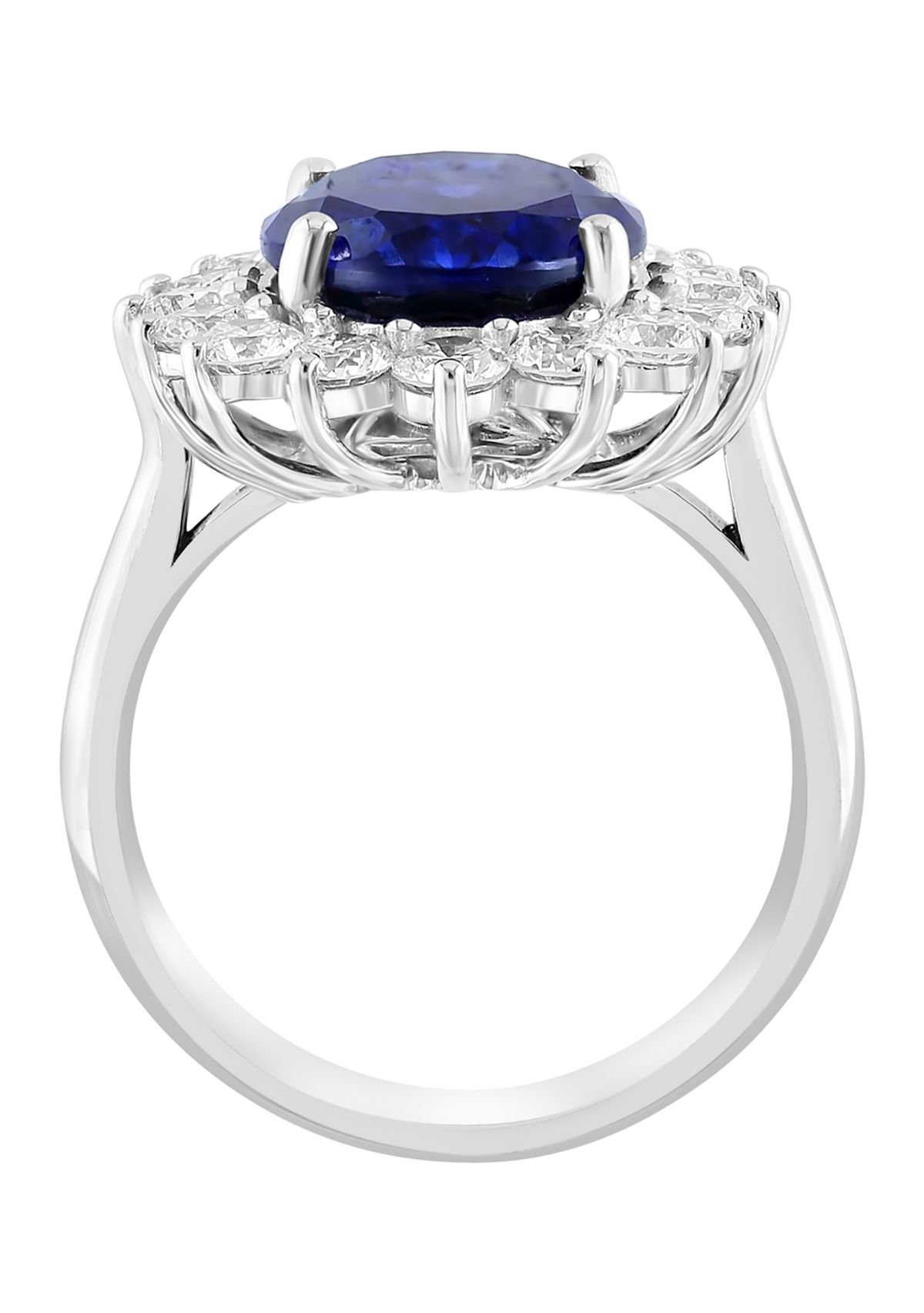 Lab Created Diamond and Sapphire Ring in 14K White Gold