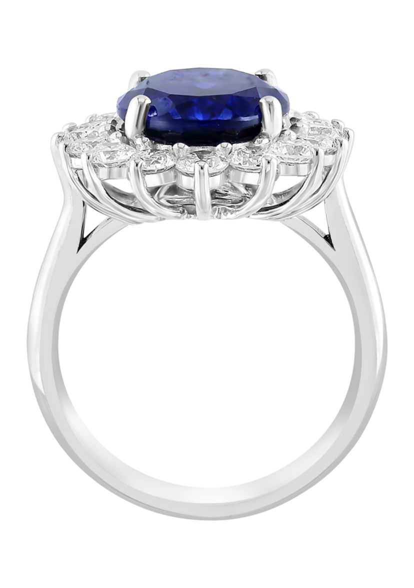Lab Created Diamond and Sapphire Ring in 14K White Gold