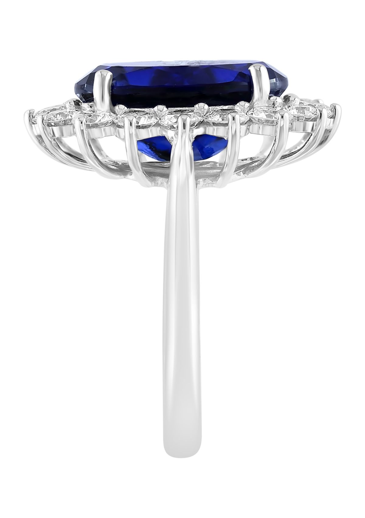 Lab Created Diamond and Sapphire Ring in 14K White Gold