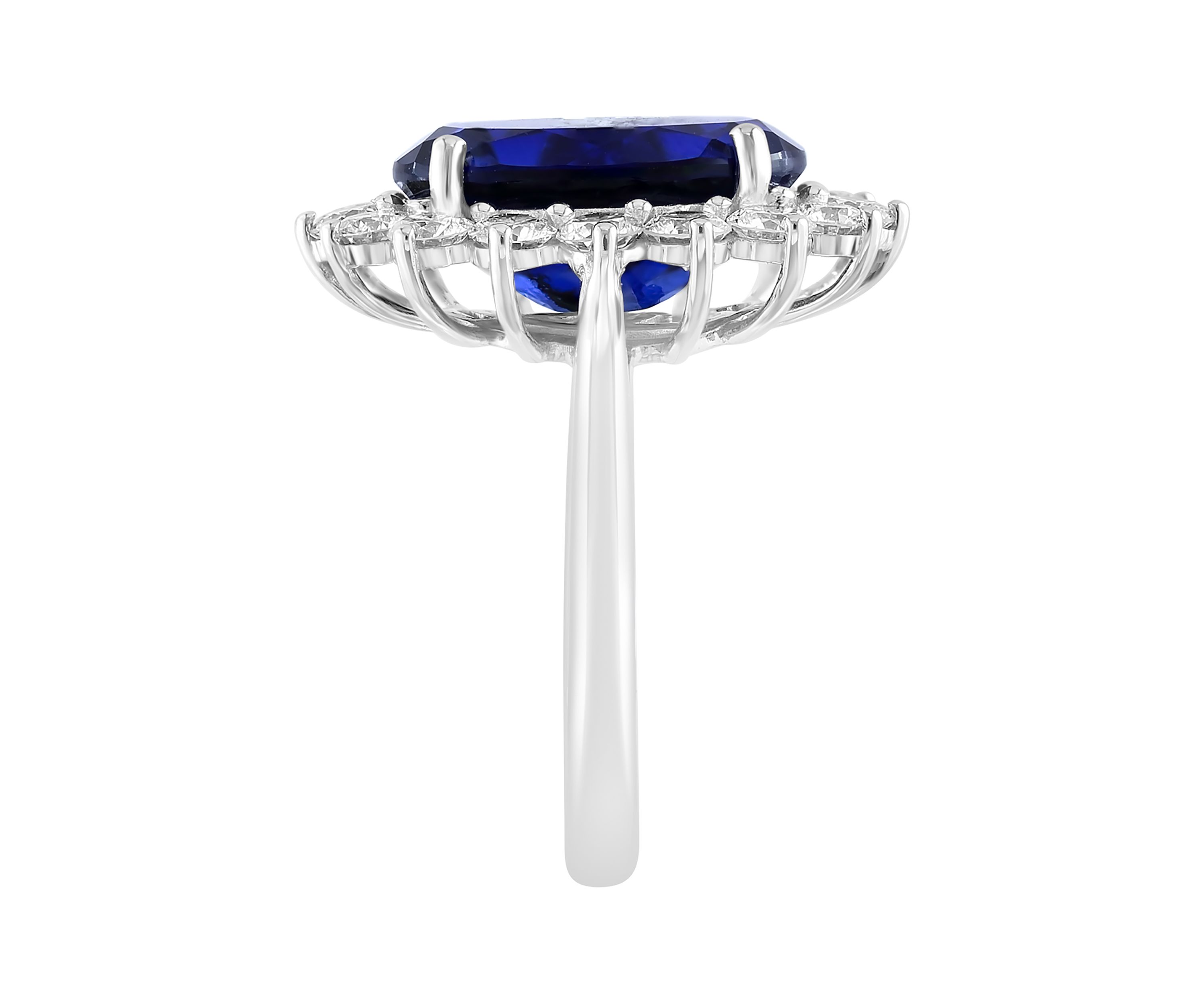 Lab Created Diamond and Sapphire Ring in 14K White Gold