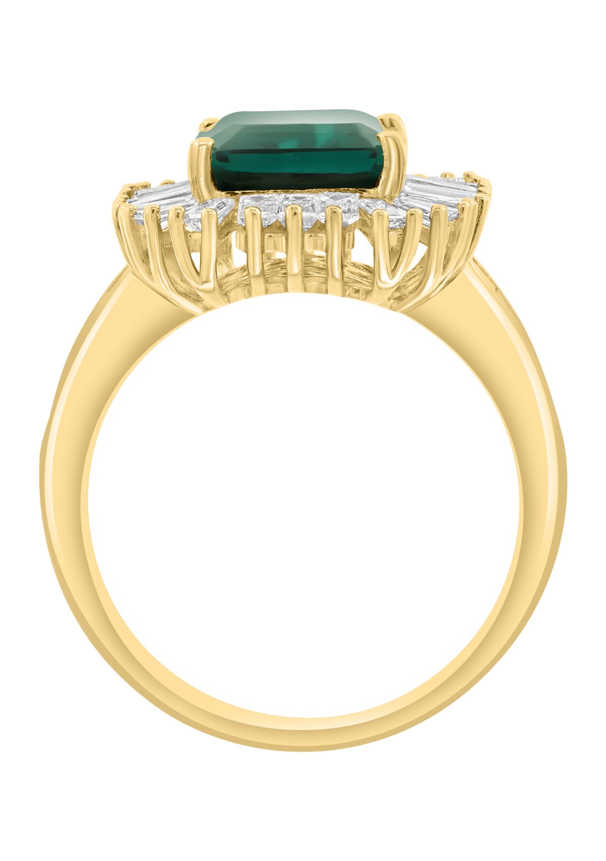1.37 ct. t.w. Lab Grown Diamond and Emerald Ring in 14K Yellow Gold