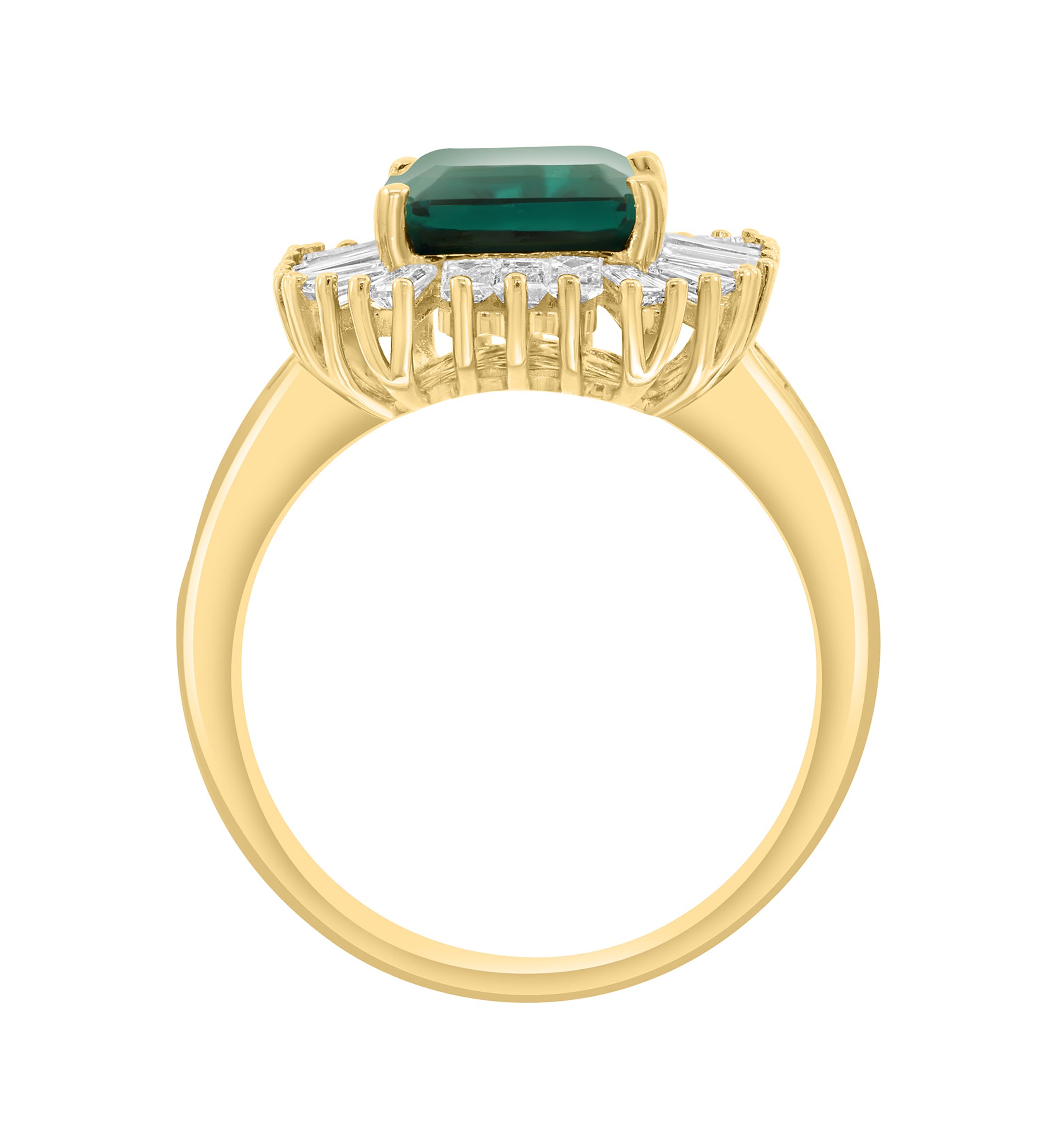 1.37 ct. t.w. Lab Grown Diamond and Emerald Ring in 14K Yellow Gold