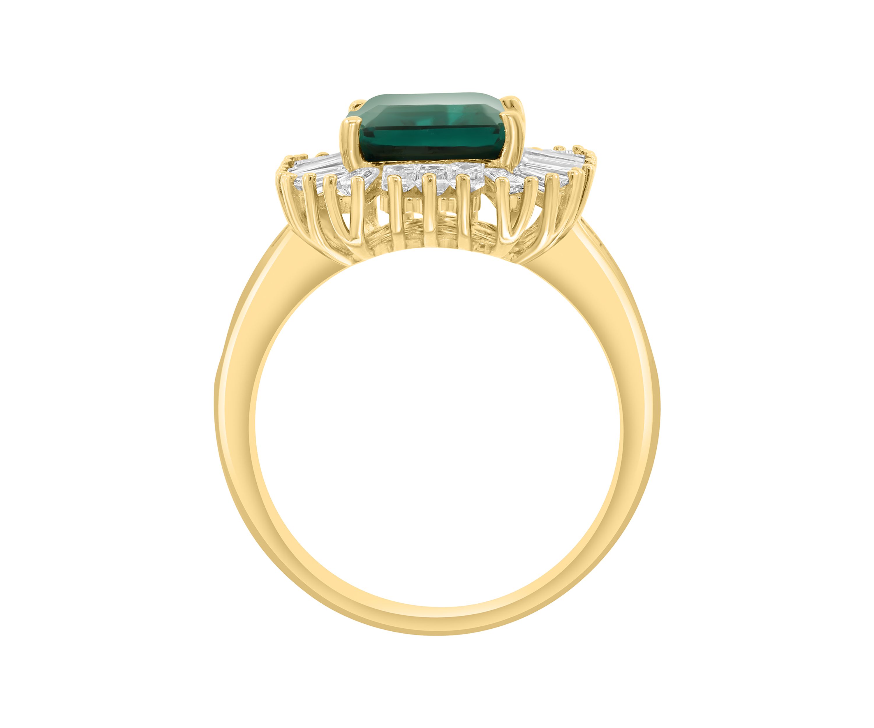 1.37 ct. t.w. Lab Grown Diamond and Emerald Ring in 14K Yellow Gold