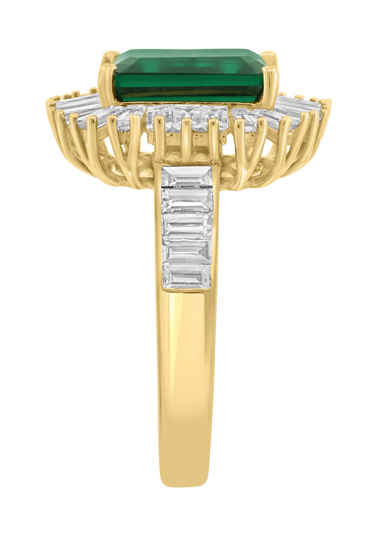 1.37 ct. t.w. Lab Grown Diamond and Emerald Ring in 14K Yellow Gold