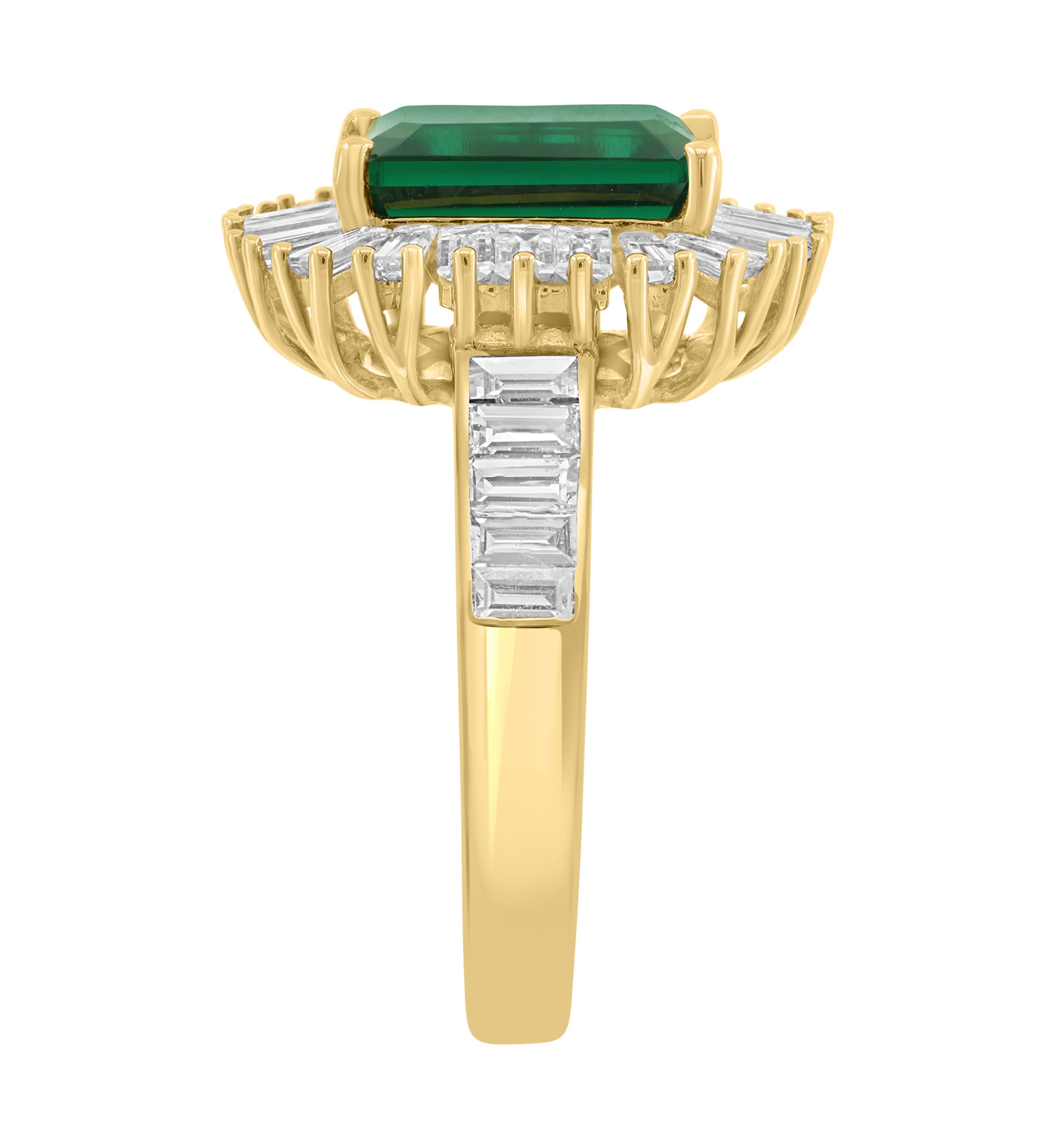 1.37 ct. t.w. Lab Grown Diamond and Emerald Ring in 14K Yellow Gold