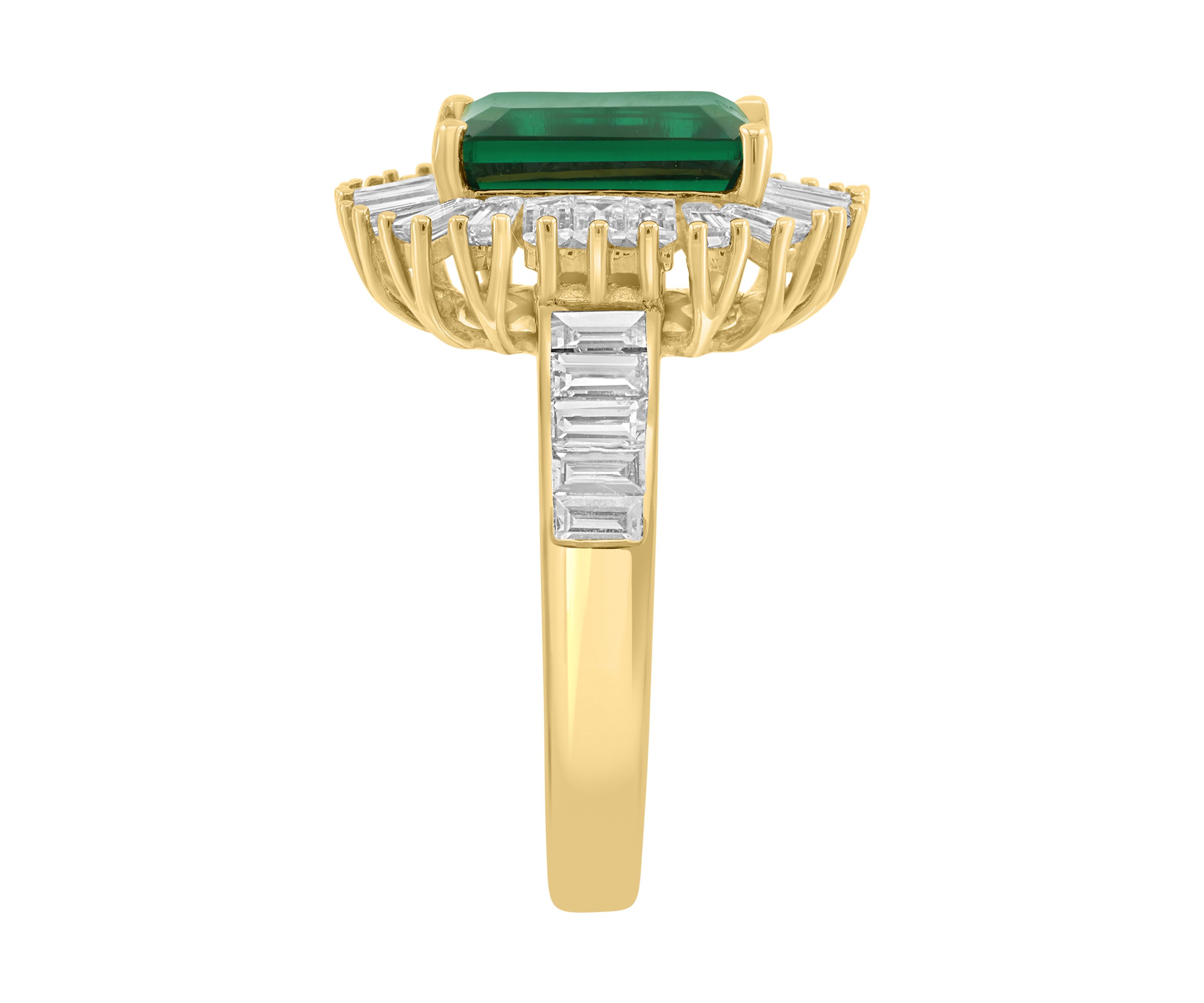 1.37 ct. t.w. Lab Grown Diamond and Emerald Ring in 14K Yellow Gold