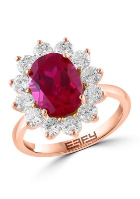 Effy Lab Created Diamond and Ruby Ring in 14K Rose Gold -  5400452WA0HS10H26