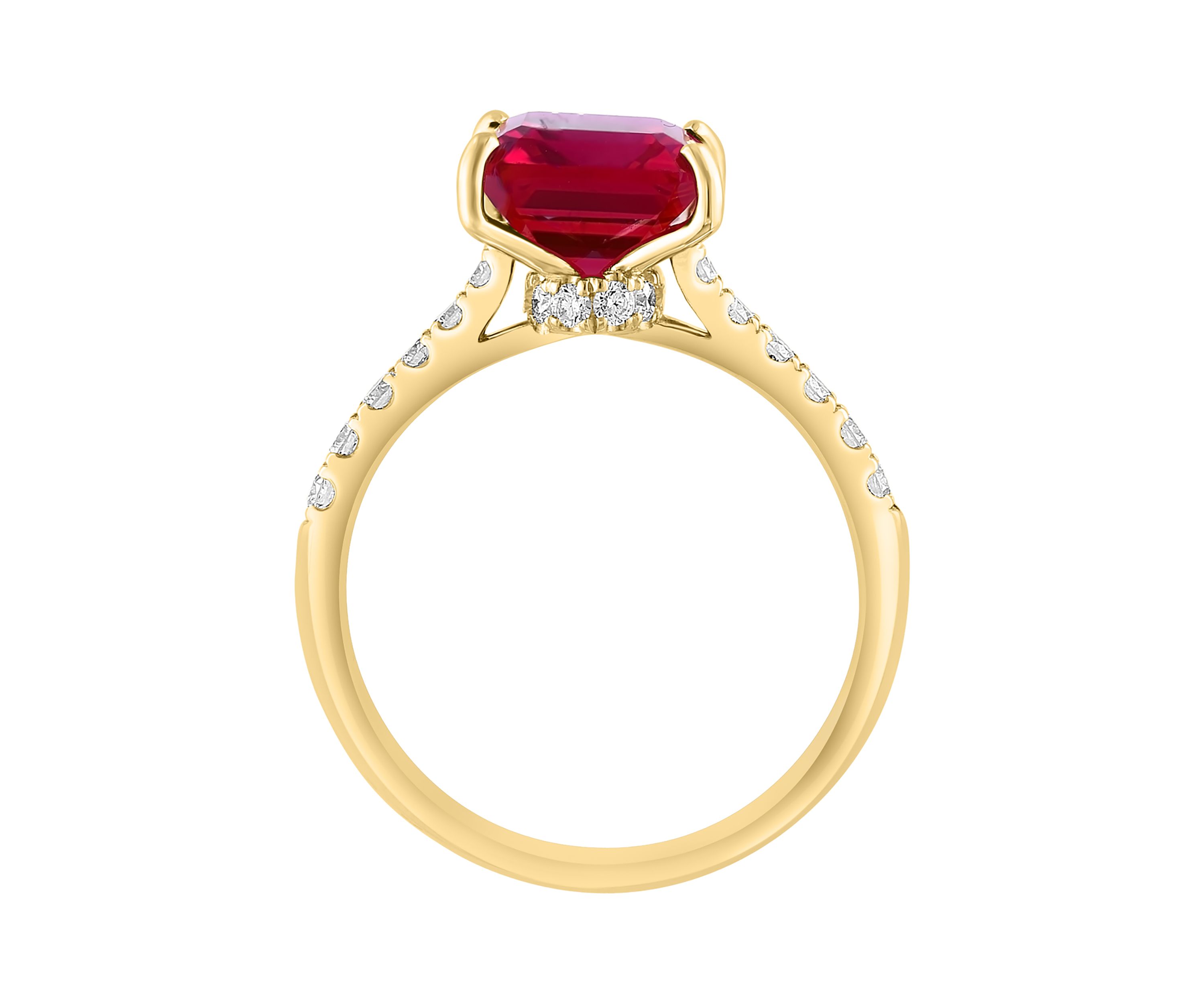 Lab Created Diamond and Ruby Ring in 14K Yellow Gold
