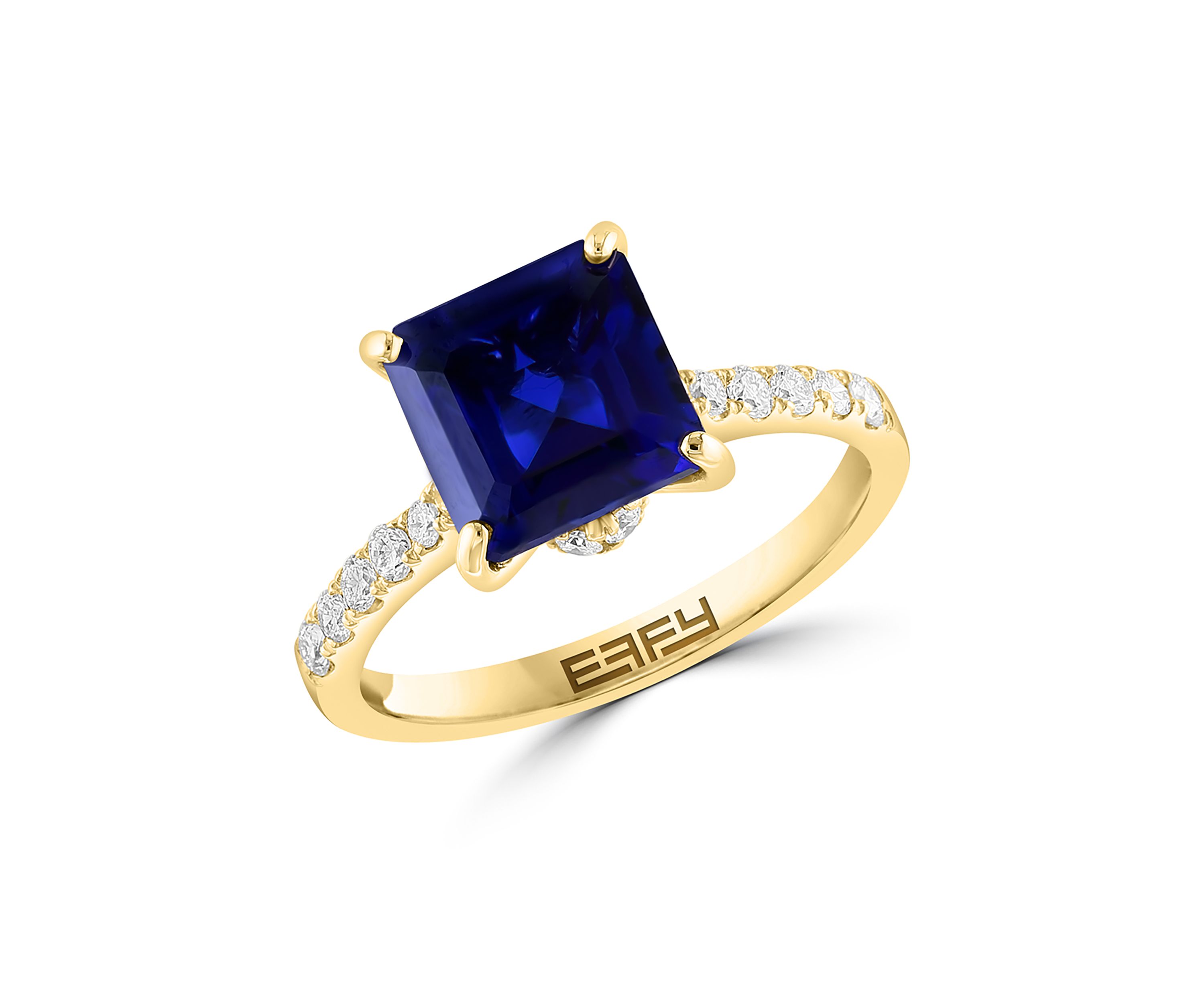 Lab Created Diamond and Sapphire Ring in 14K Yellow Gold