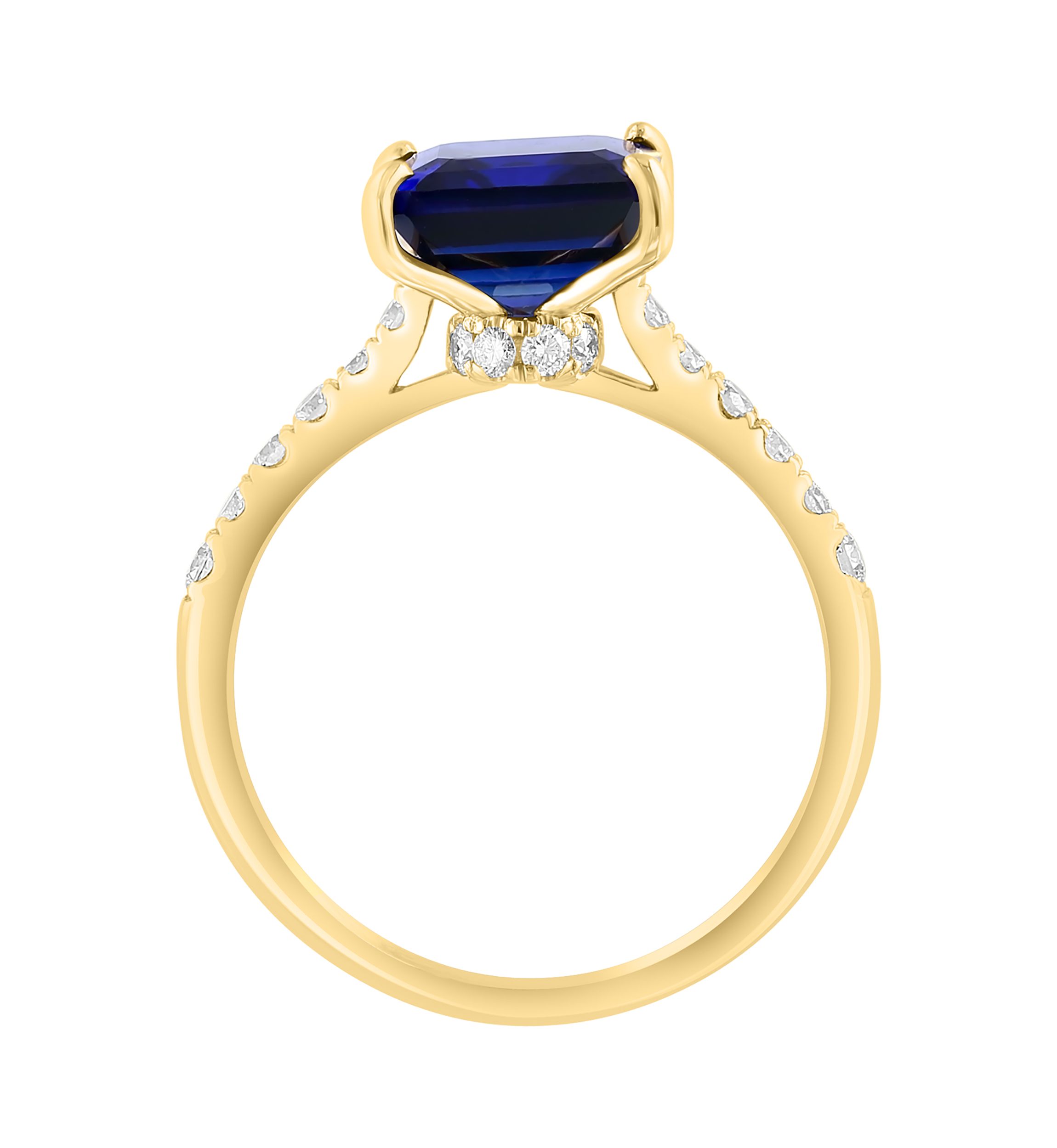 Lab Created Diamond and Sapphire Ring in 14K Yellow Gold