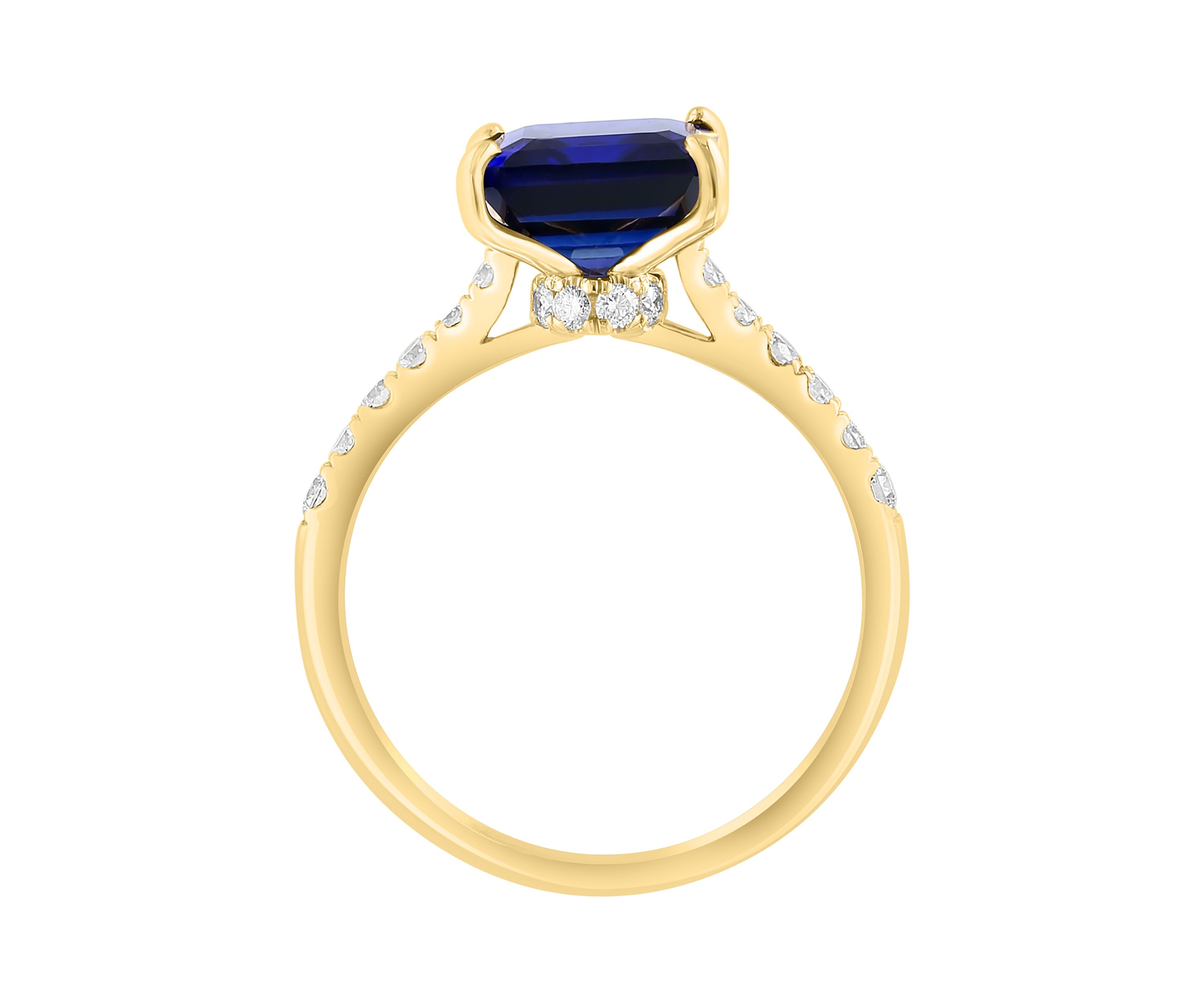 Lab Created Diamond and Sapphire Ring in 14K Yellow Gold
