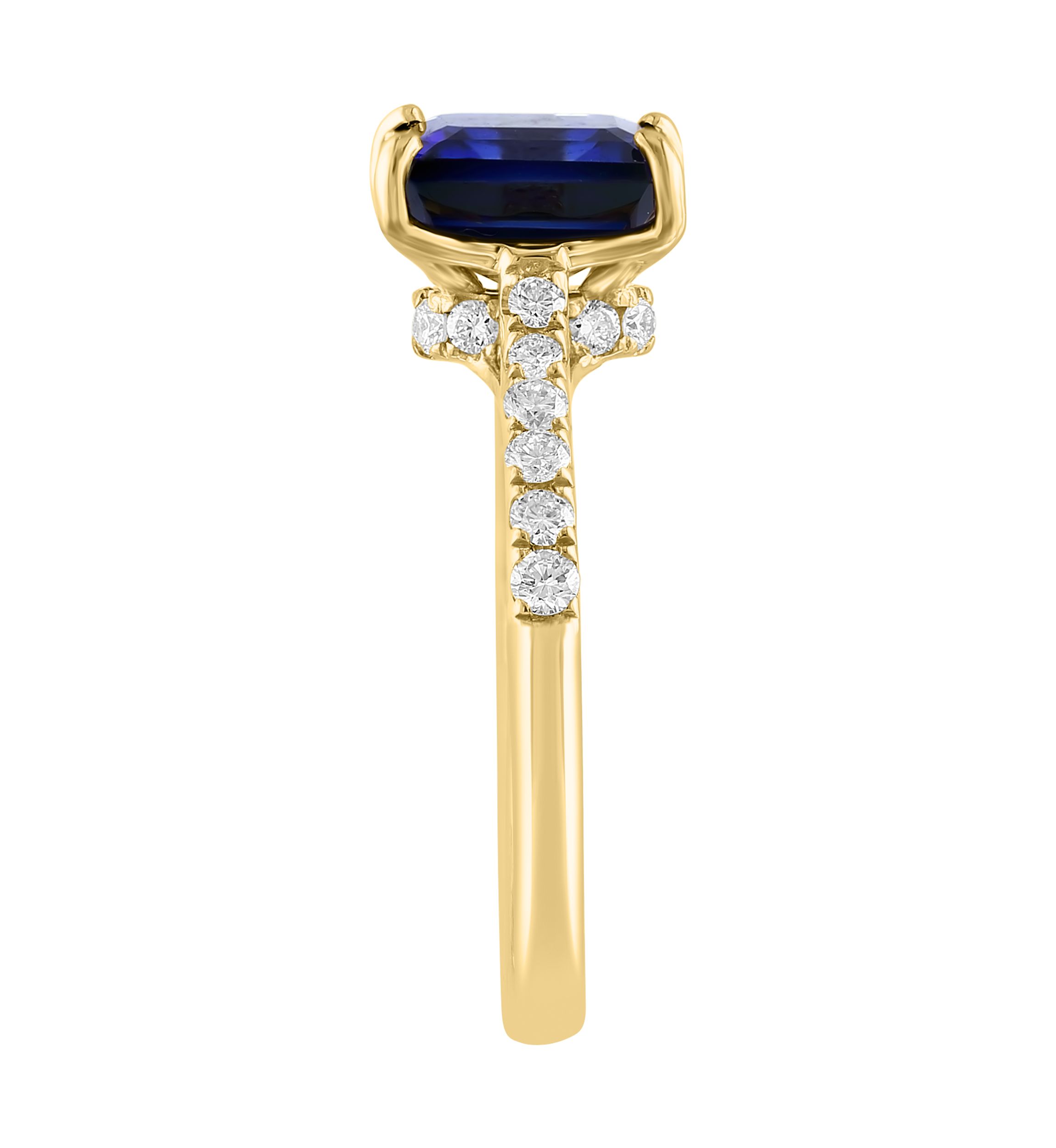 Lab Created Diamond and Sapphire Ring in 14K Yellow Gold
