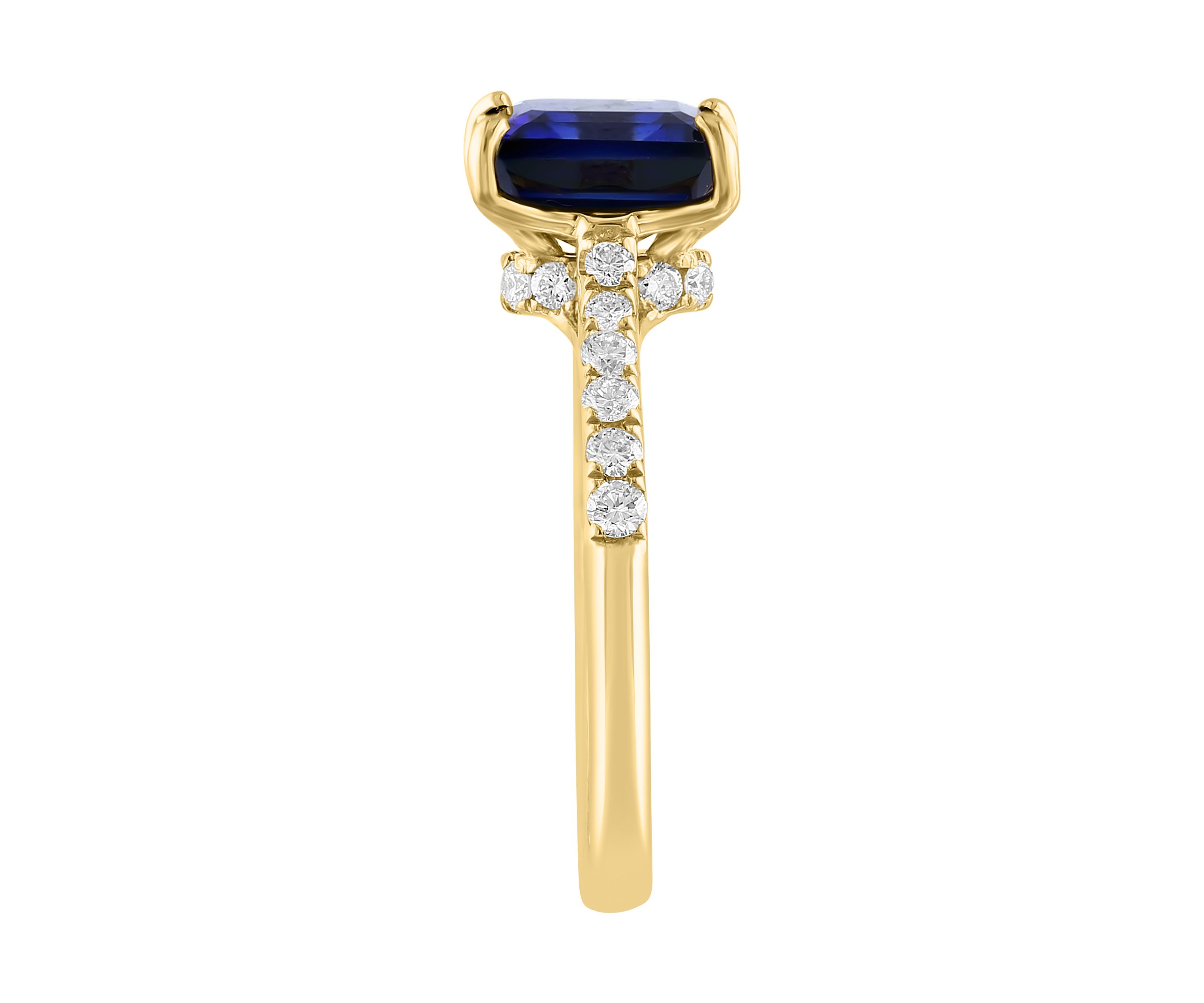Lab Created Diamond and Sapphire Ring in 14K Yellow Gold