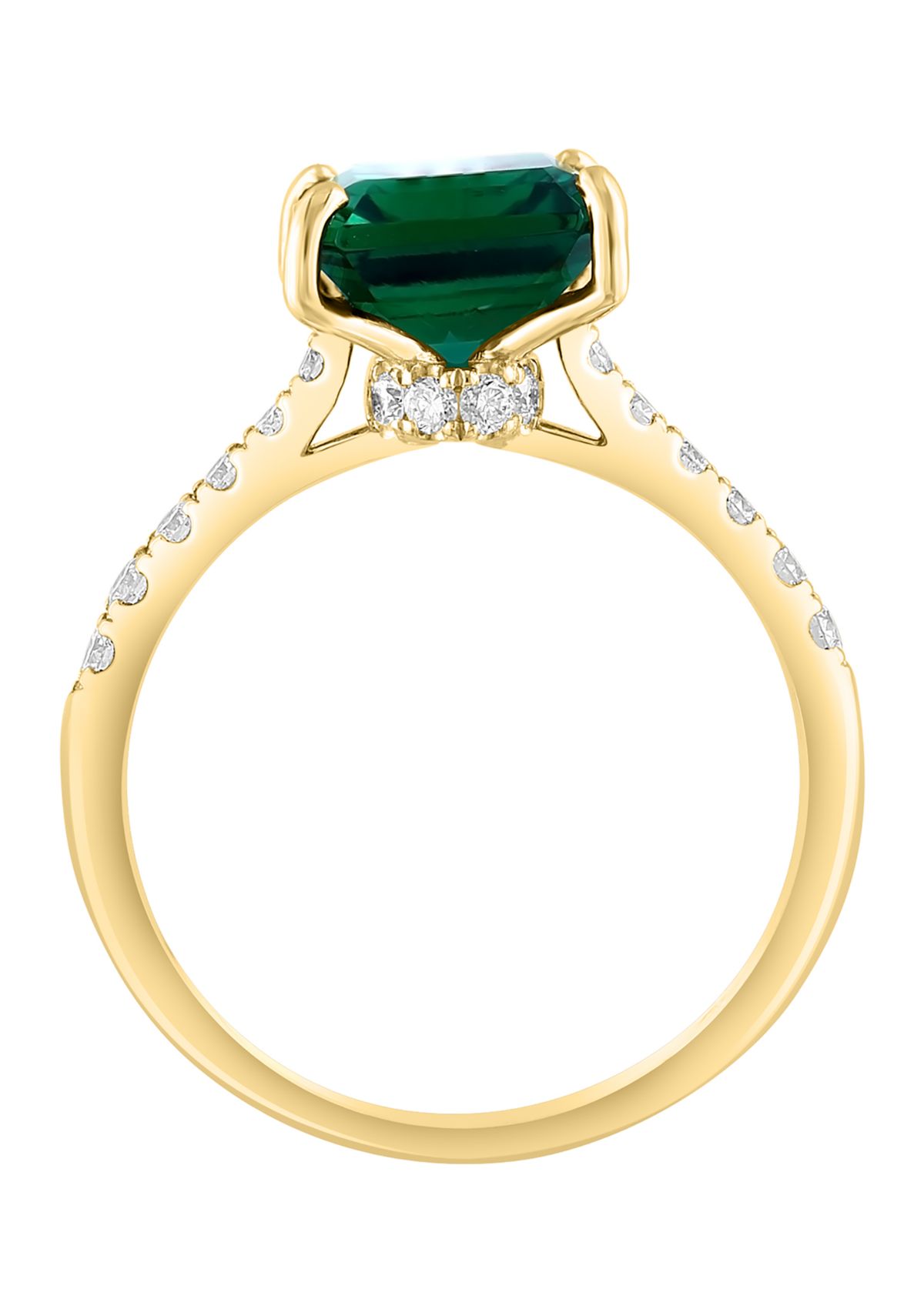 Lab Created Diamond and Emerald Ring in 14K Yellow Gold
