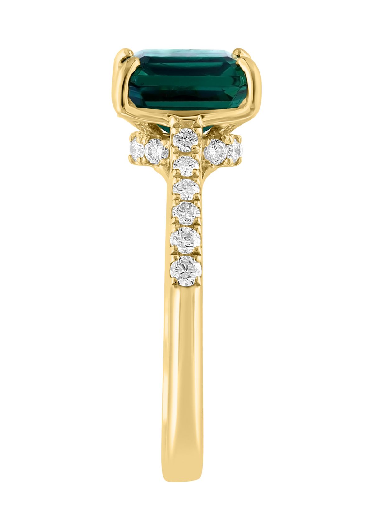 Lab Created Diamond and Emerald Ring in 14K Yellow Gold