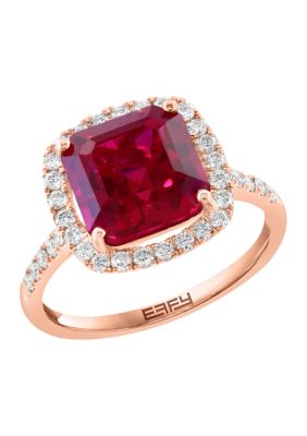 Effy Lab Grown Diamond and Ruby Ring in 14K Rose Gold -  5400452WA0ID79H26