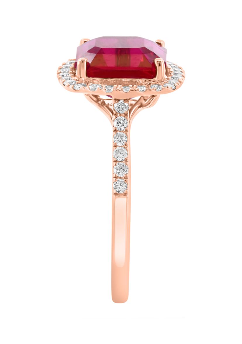 Lab Grown Diamond and Ruby Ring in 14K Rose Gold