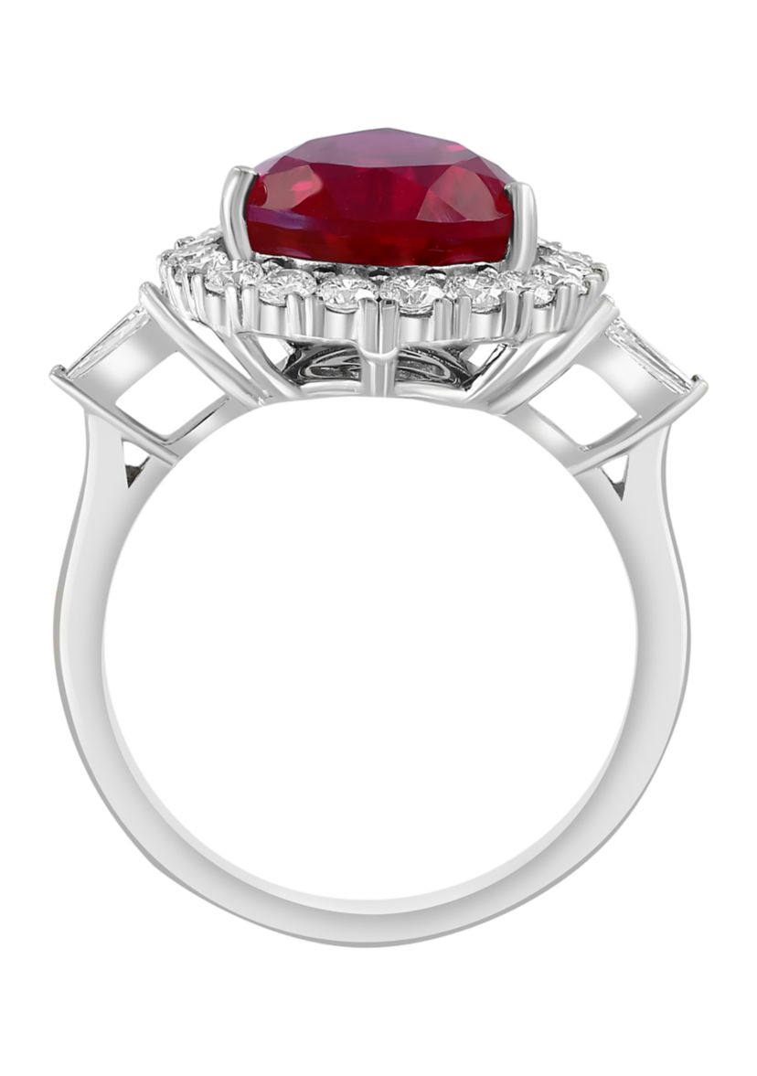Lab Grown Diamond and Ruby Ring in 14K White Gold