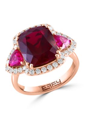 Effy Lab Created Diamond and Ruby Ring in 14K Rose Gold -  5400452WA0ID96H26