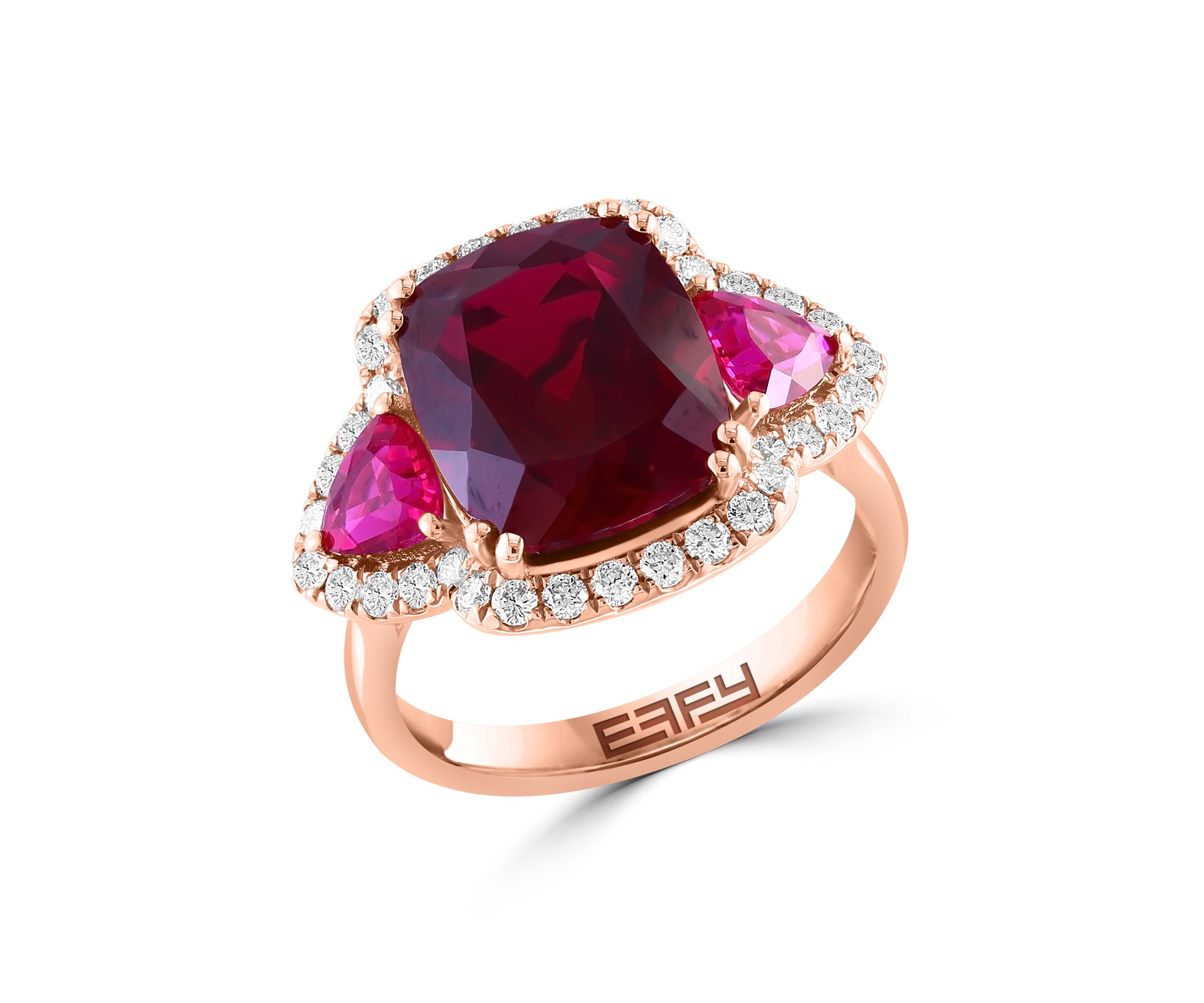 Lab Created Diamond and Ruby Ring in 14K Rose Gold
