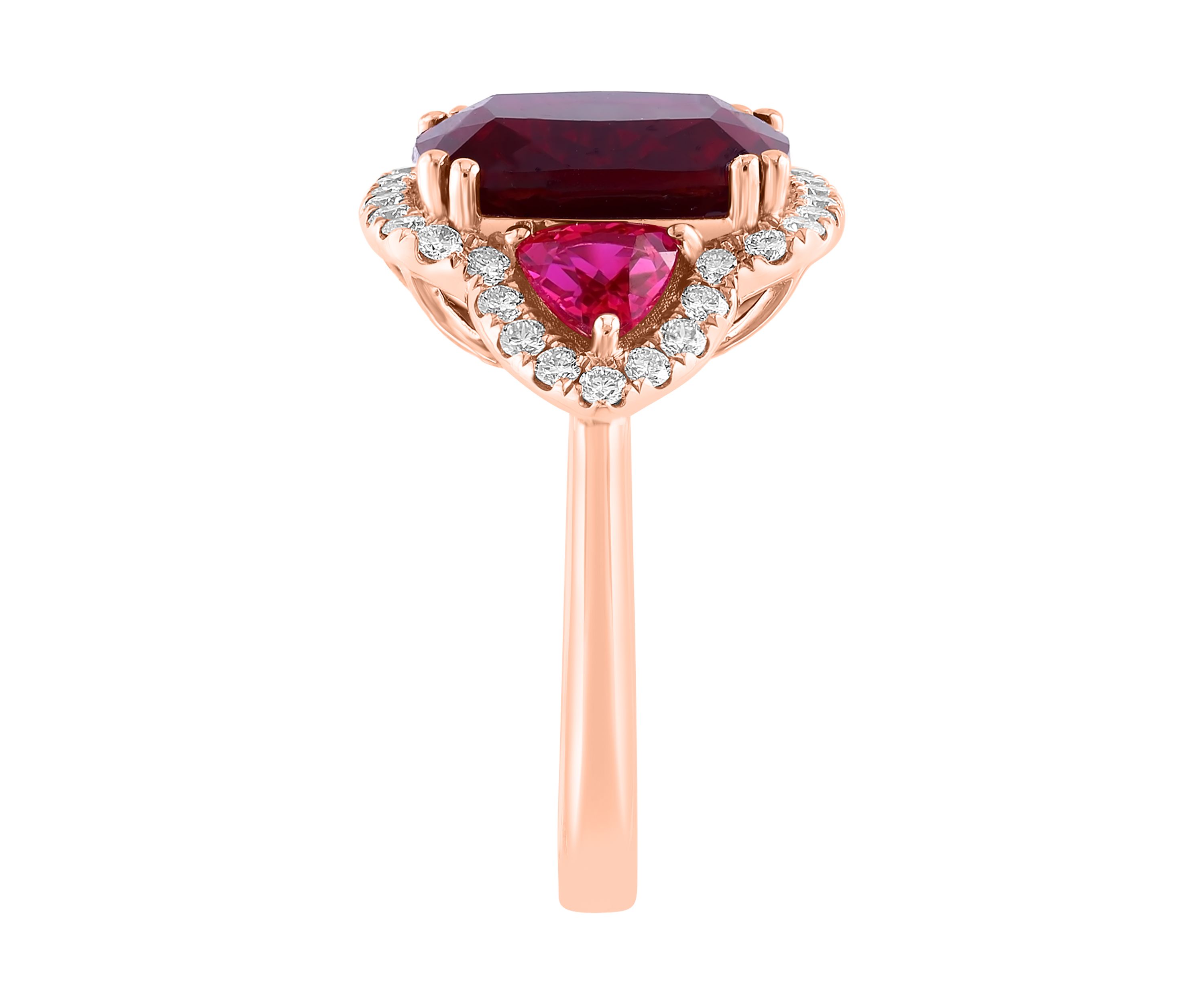 Lab Created Diamond and Ruby Ring in 14K Rose Gold