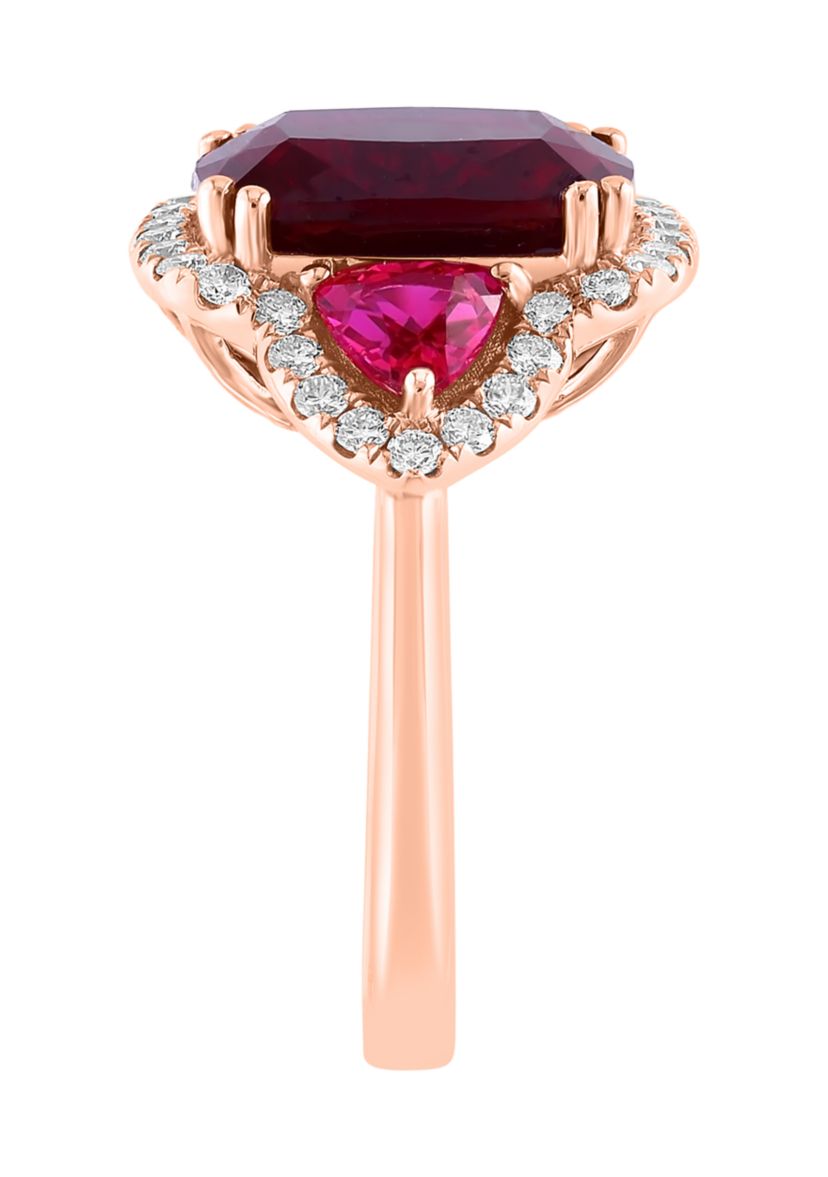 Lab Created Diamond and Ruby Ring in 14K Rose Gold