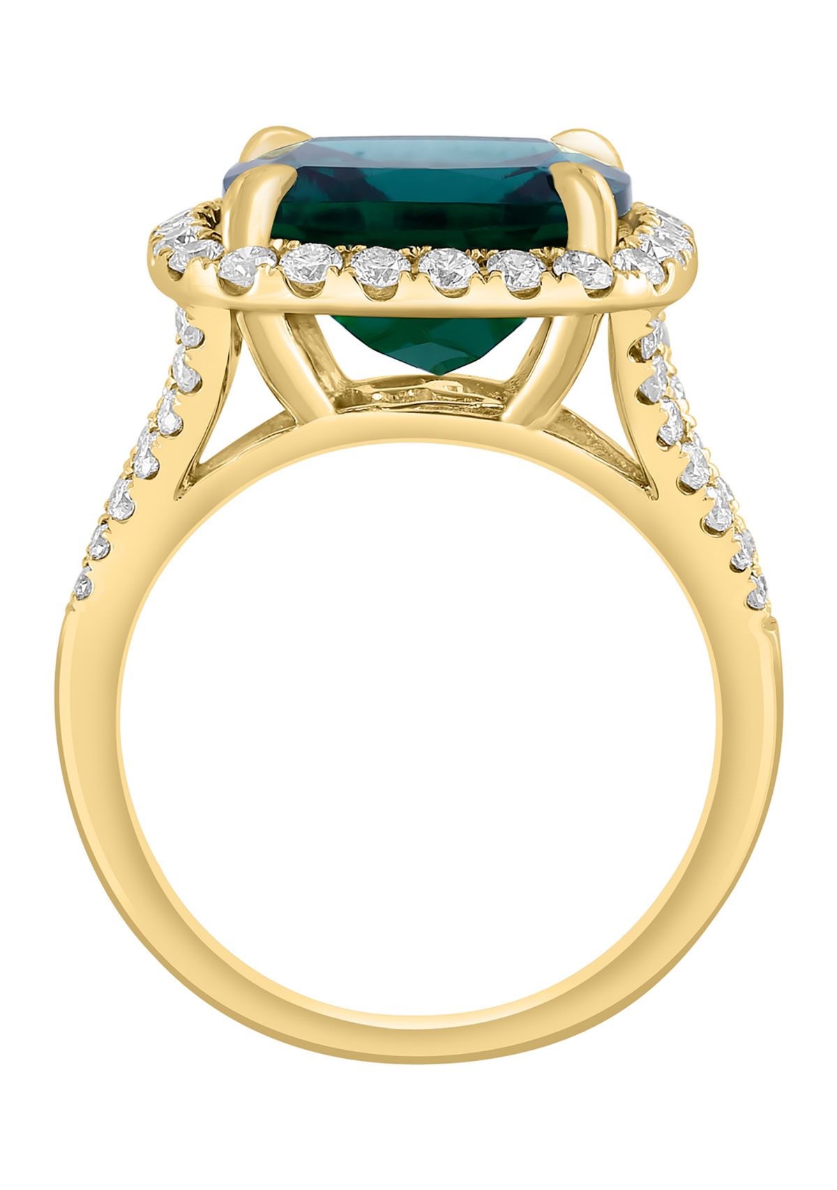 Lab Created Diamond and Emerald Ring in 14K Yellow Gold