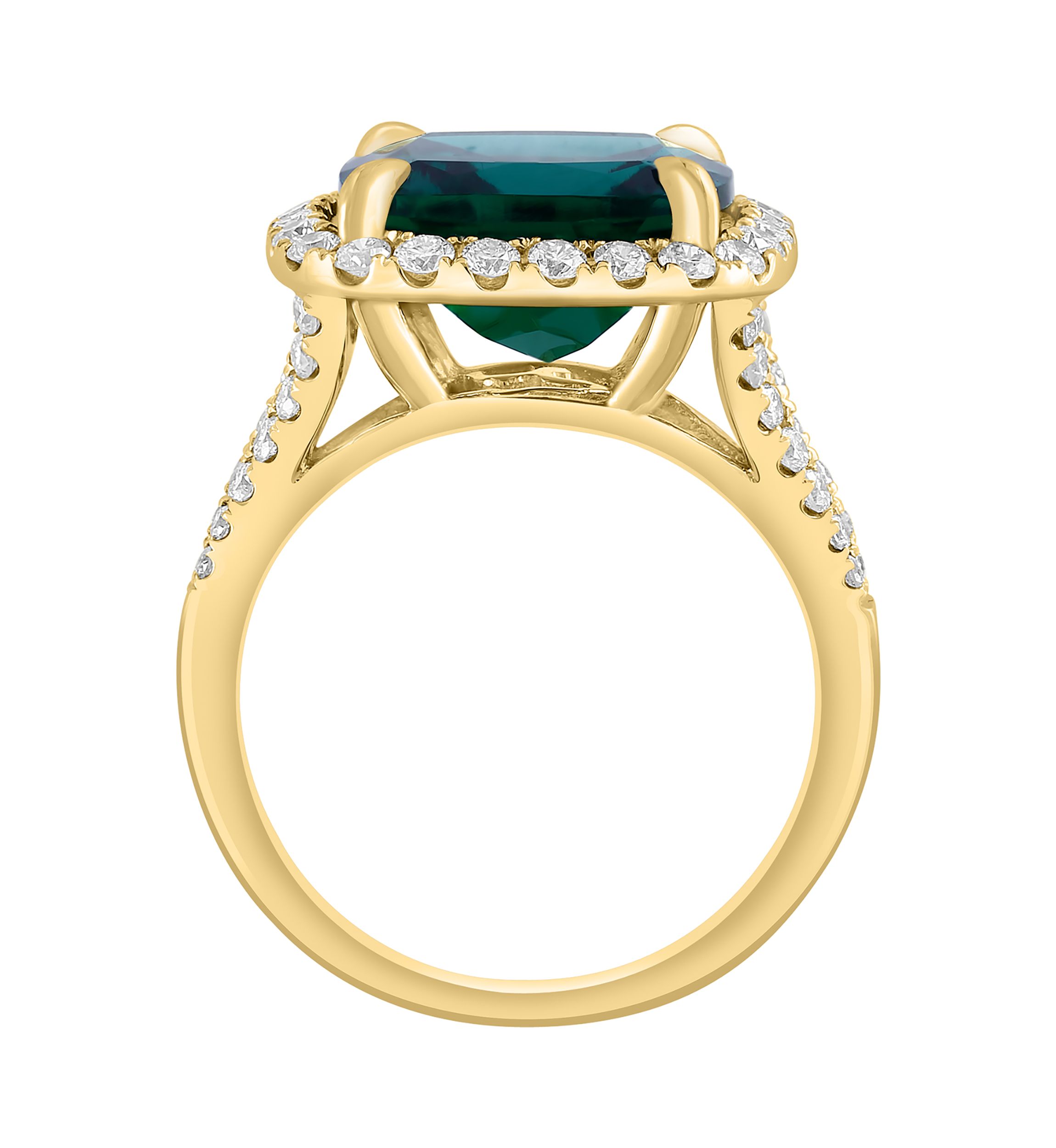 Lab Created Diamond and Emerald Ring in 14K Yellow Gold