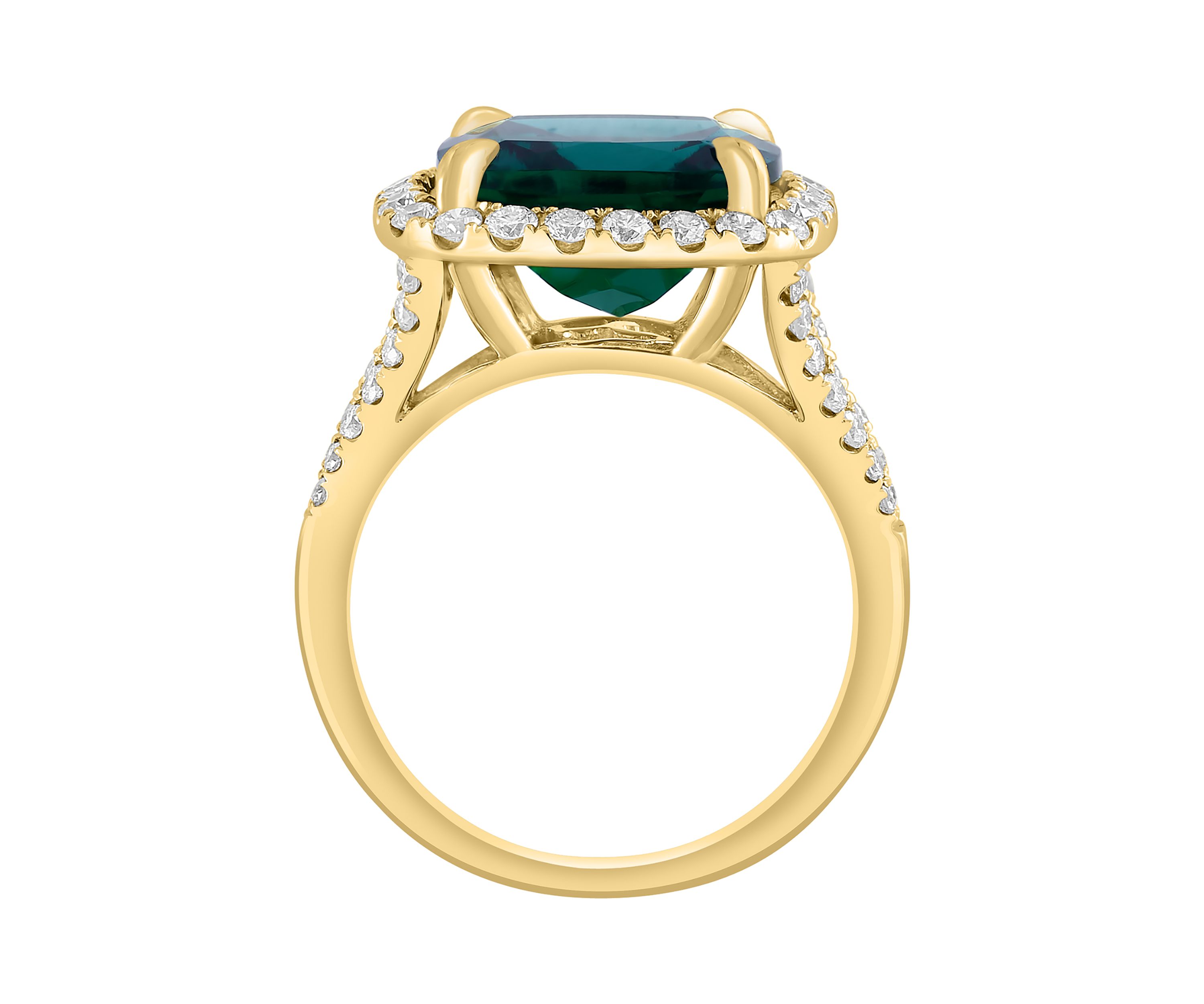 Lab Created Diamond and Emerald Ring in 14K Yellow Gold