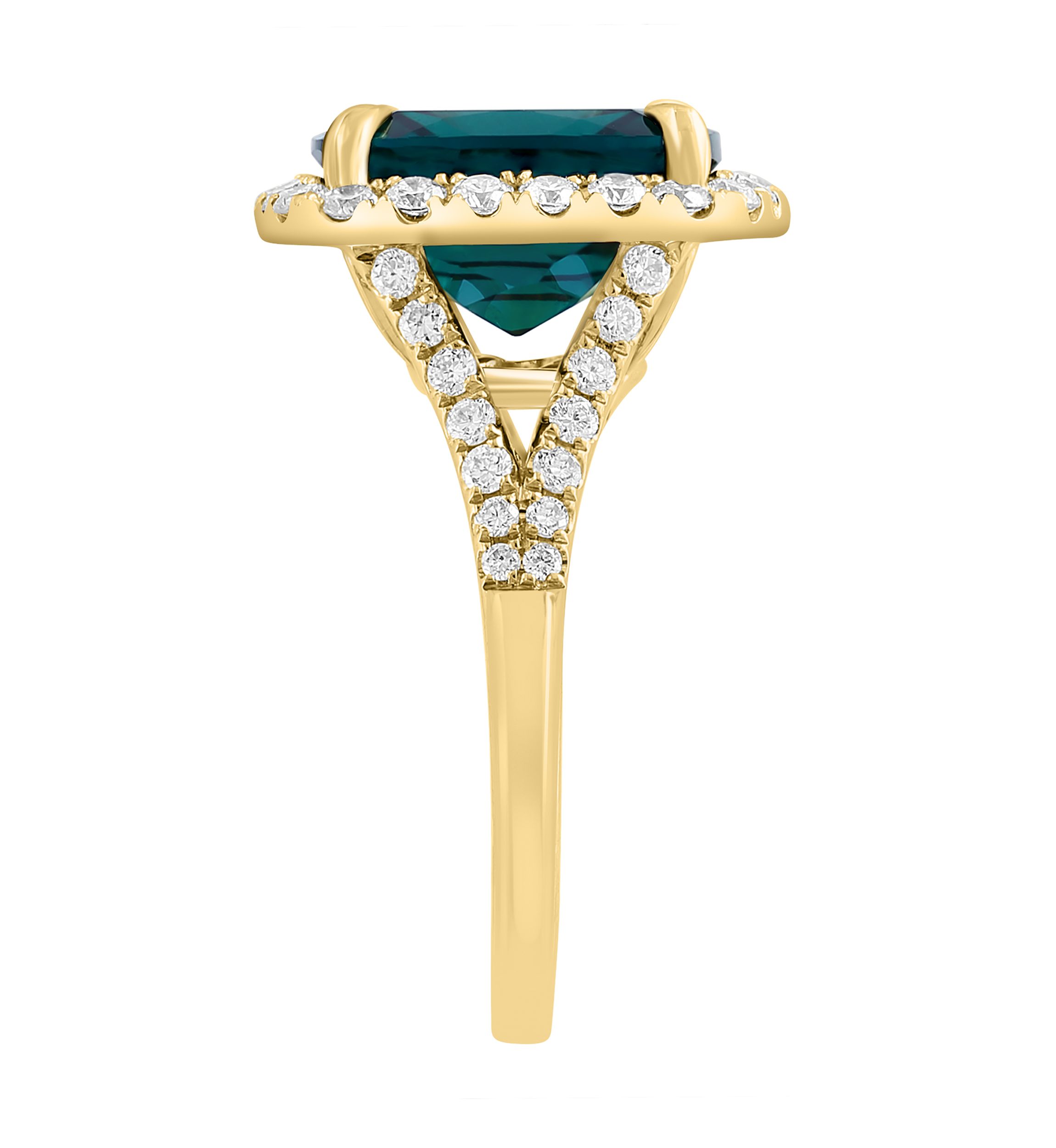 Lab Created Diamond and Emerald Ring in 14K Yellow Gold